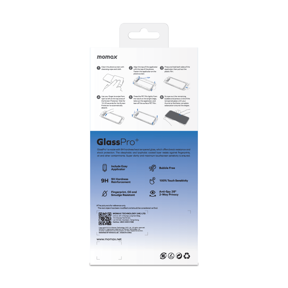 GlassPro+ Anti-spy HD Tempered Glass iPhone 16 Plus (Black)