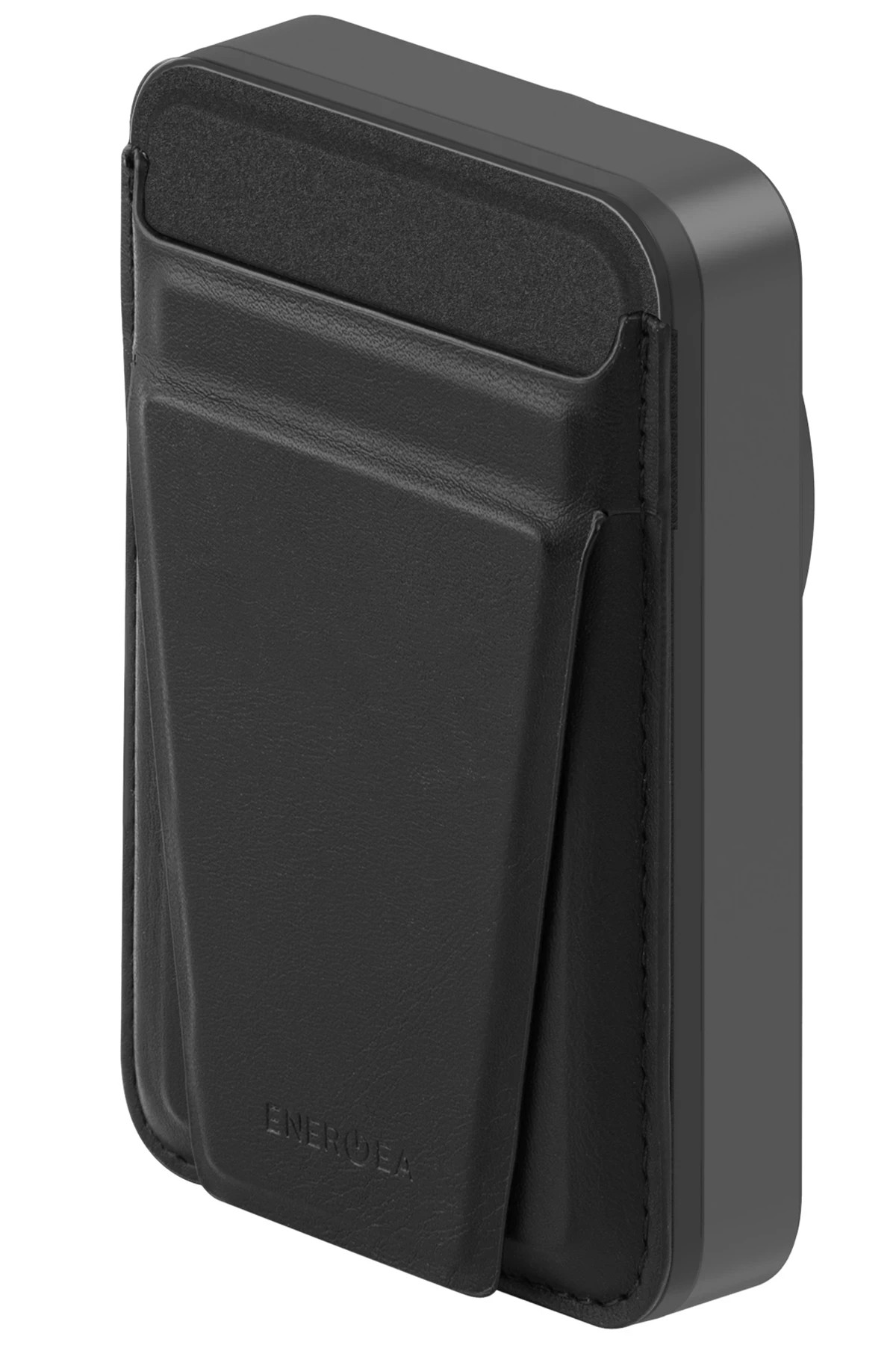 Energea MagWallet Card 10K 10.000 mAh 20W Type-C ve 15W Kablosuz Şarj Çıkışlı Ekstra Stand Özellikli Magsafe Kartlıklı PD Hızlı Şarj Magsafe Powerbank - Koyu Gri