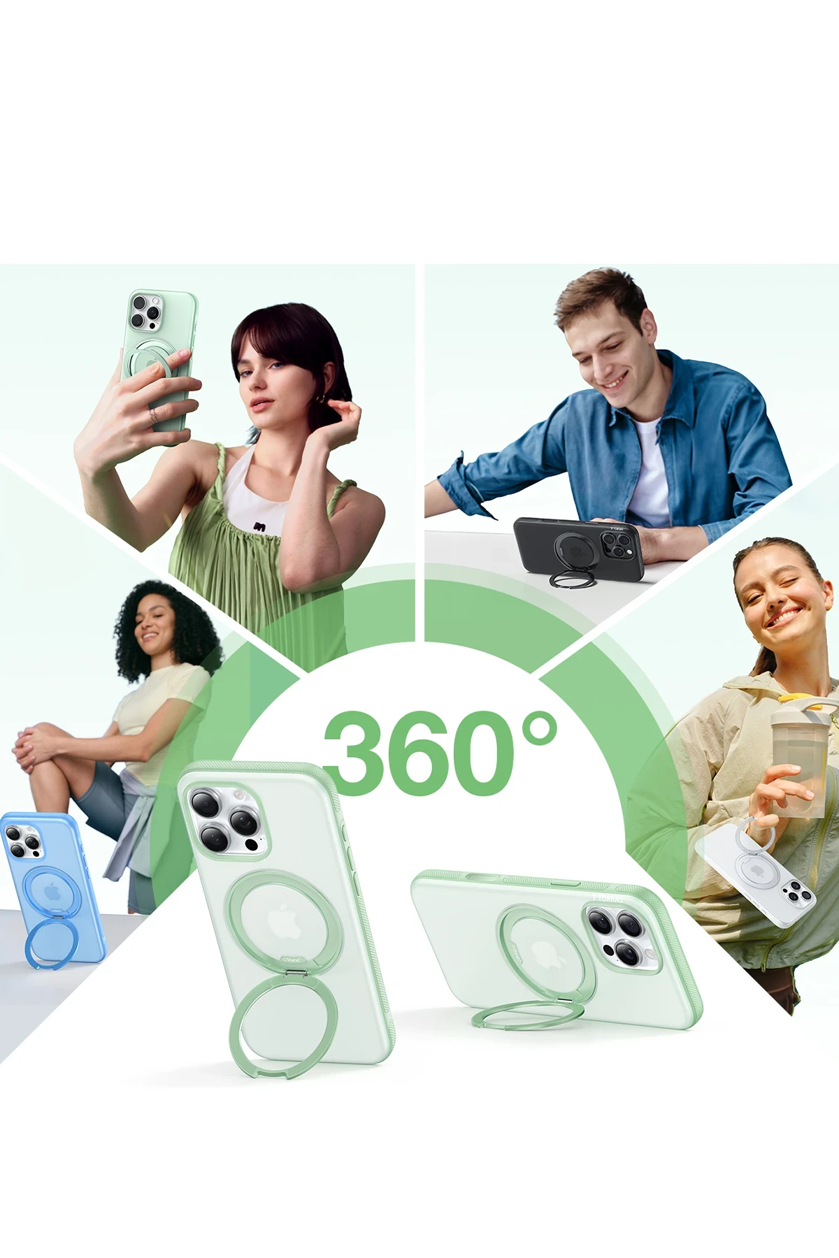 Torras Apple iPhone 16 Pro Max O Stand R Fitness Serisi Magsafe Kılıf - Açık Yeşil