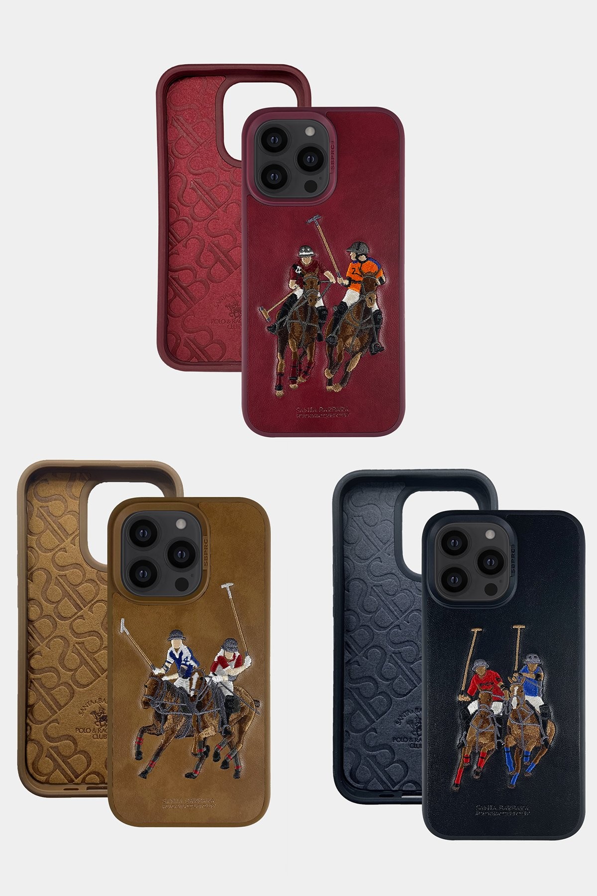 Santa Barbara Polo Racquet Club iPhone 13 Pro Max Jockey Deri Kapak - Siyah