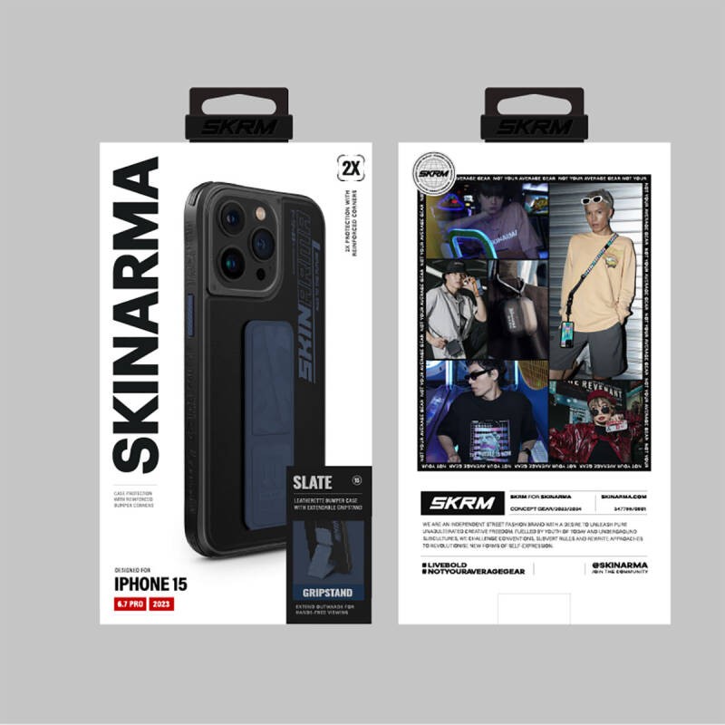 Skinarma Apple iPhone 15 Pro Slate Grip - Stand Blue