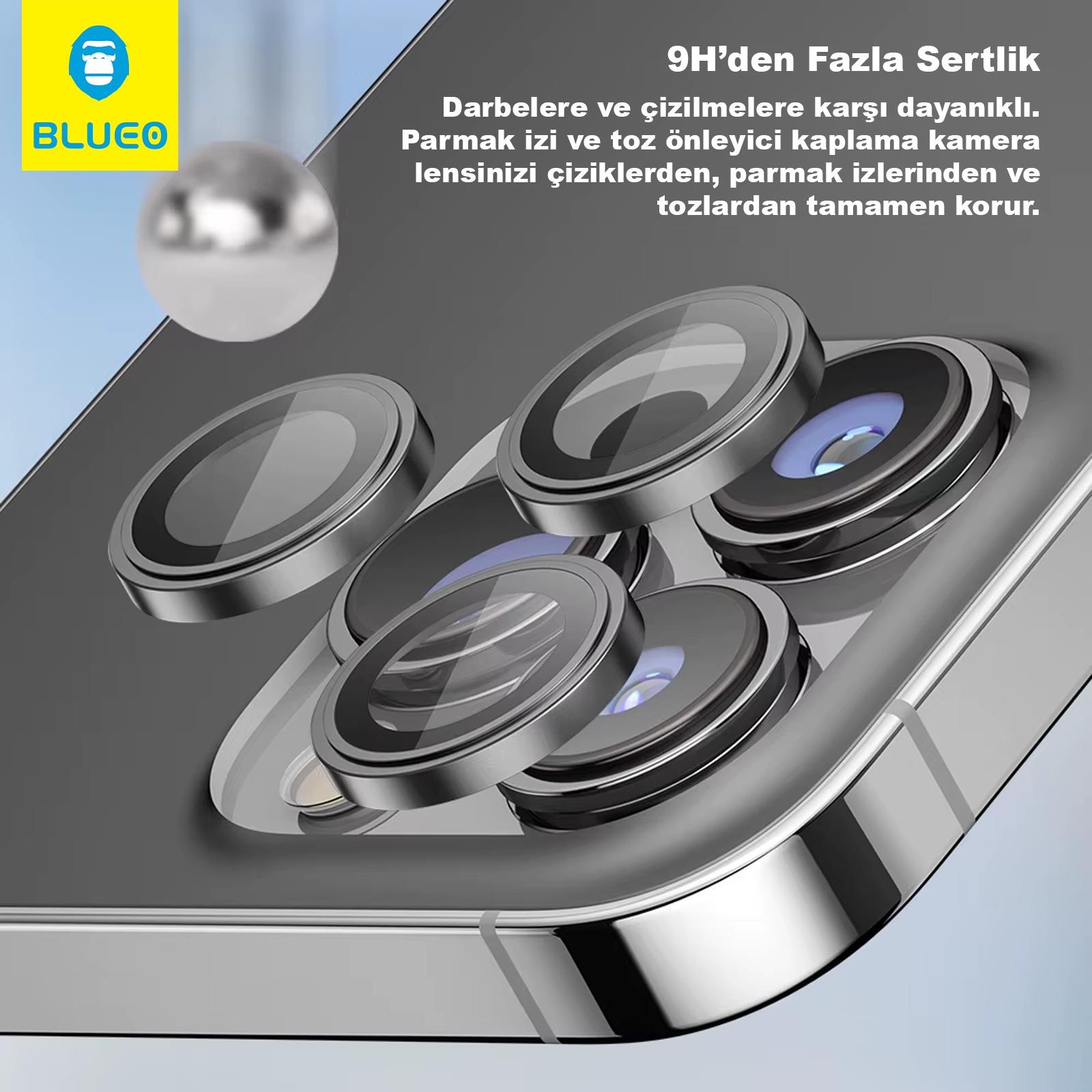 Blueo AR 99.99 iPhone 17 Pro 17 Pro Max Kamera Lens Koruyucu Lacivert