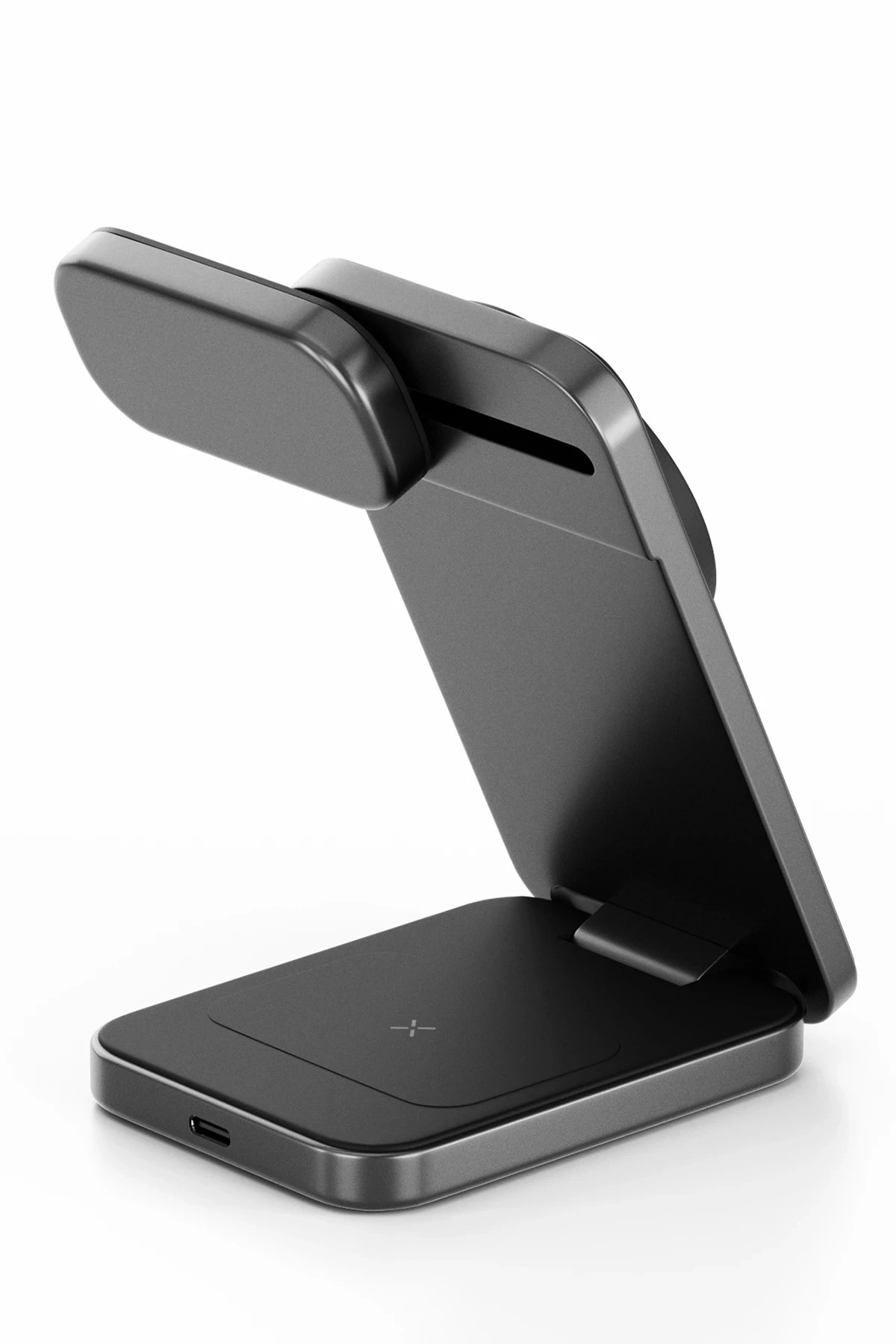 Energea MagTrio Plus 3in1 Katlanabilir 15W Telefon Saat Airpods Masaüstü Hızlı Şarj Standı - Koyu Gri