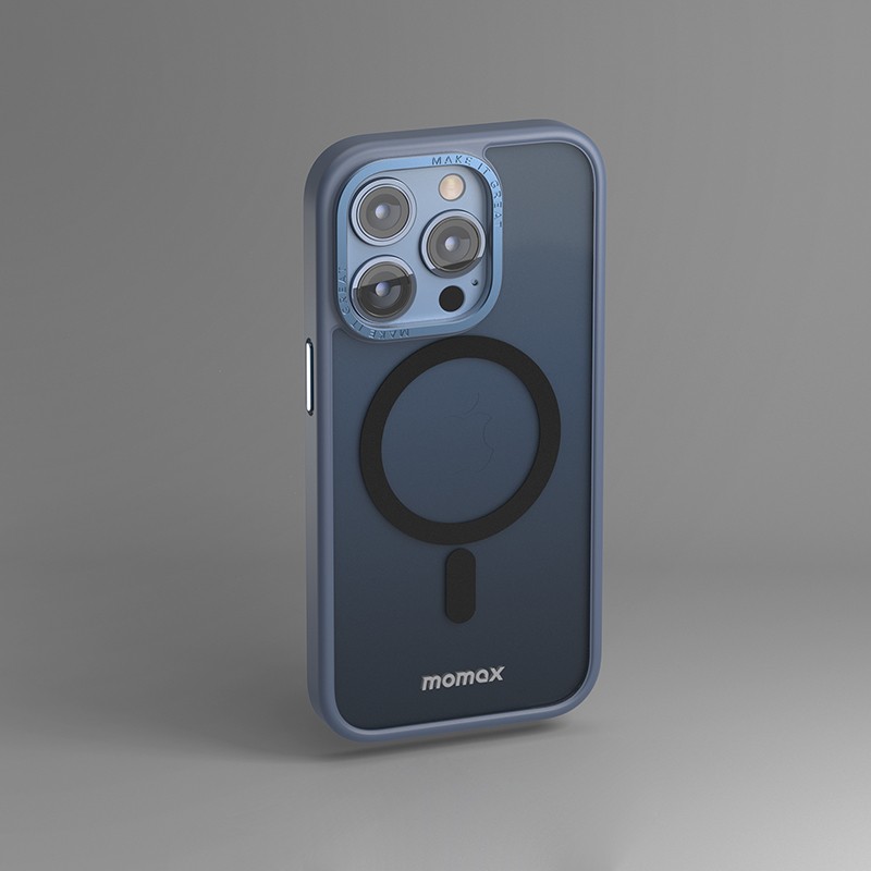 Momax Apple iPhone 14 Pro Max Uyumlu Magsafe Şarj Özellikli Shock Hybrid Kılıf – Mavi