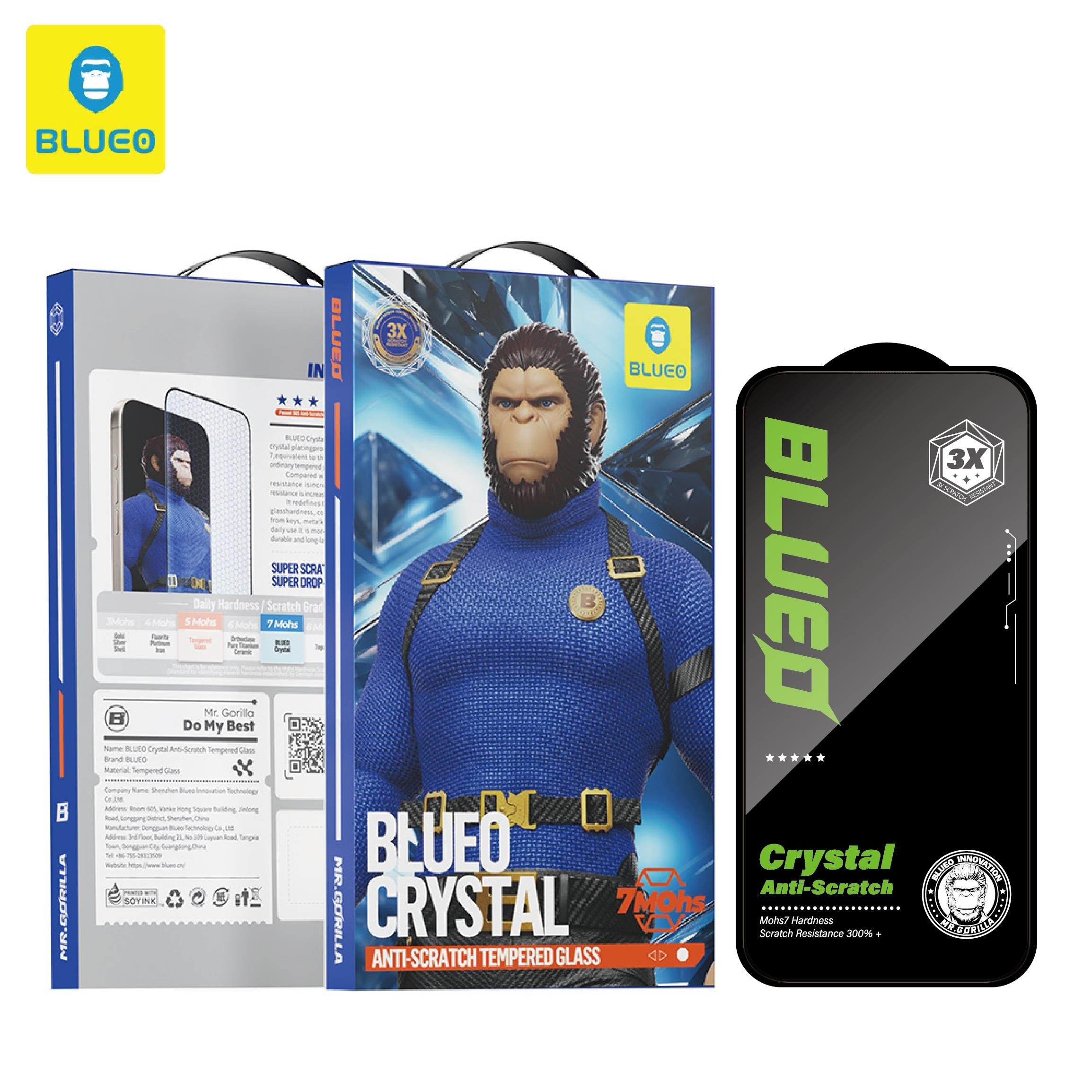 Blueo Crystal Anti-Stratch iPhone 17/ 17 Pro Uyumlu 7 MOhs Sertlik 3 Kat Çizilmeye Dayanıklı HD Cam Ekran Koruyucu