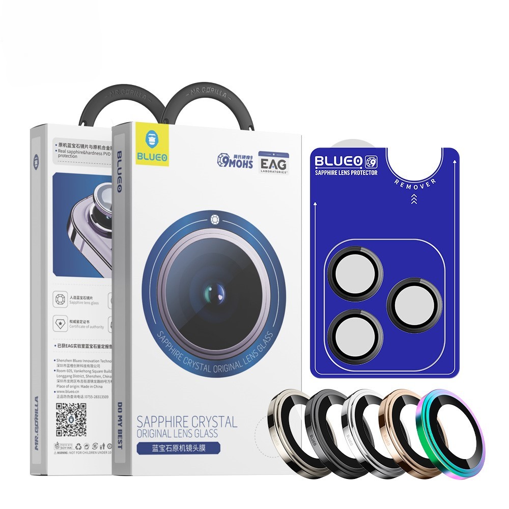 Blueo 16 Pro Max/ 16 Pro Gümüş/Silver Safir Sapphire Lens Koruyucu