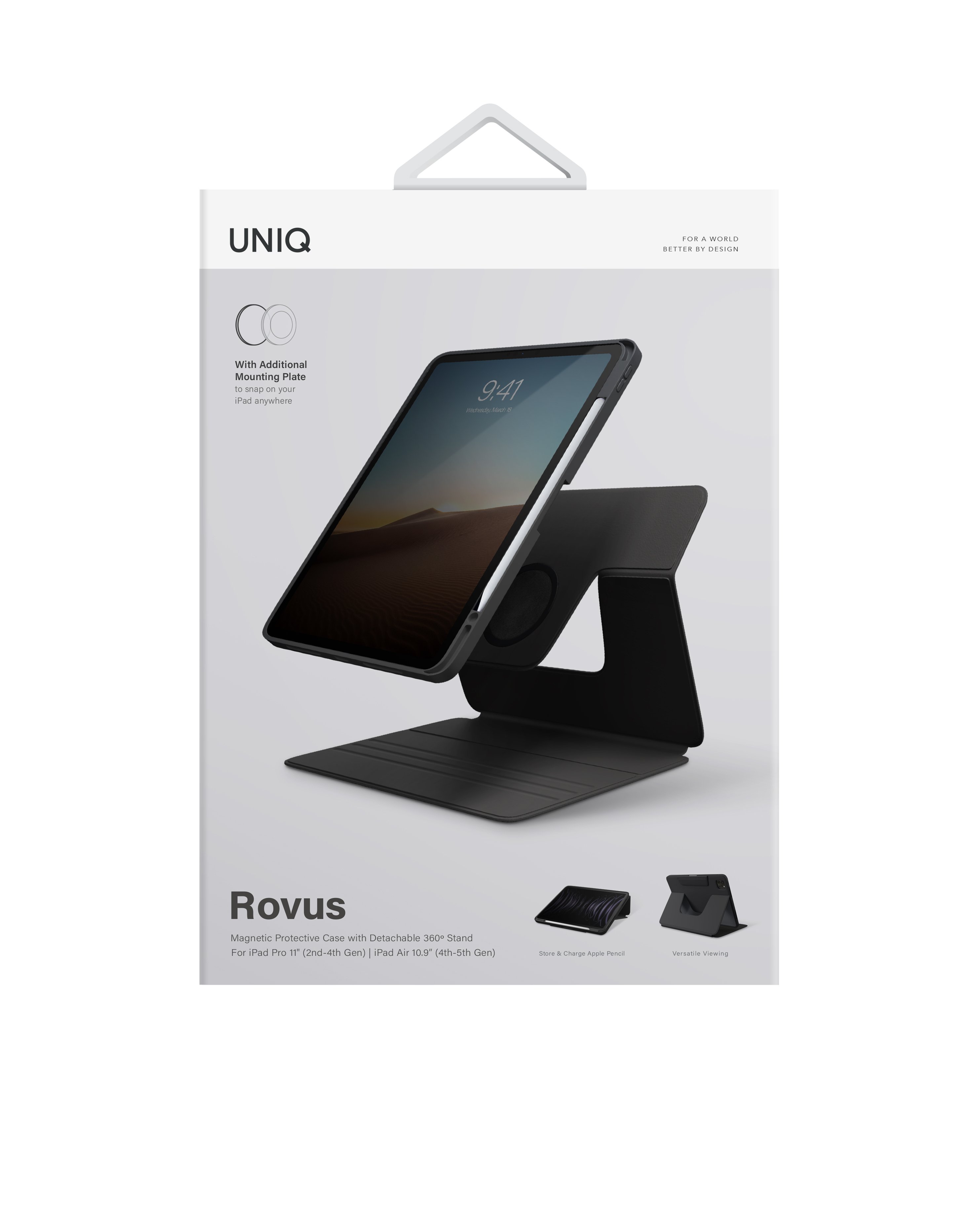 Uniq iPad Pro 11 (2022) Rovus 360 Manyetik Tablet Kapak - Siyah