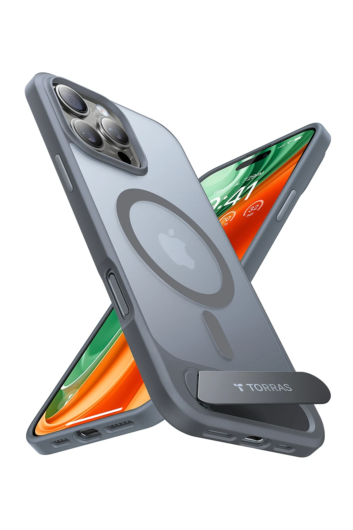 Torras Apple iPhone 16 Pro Max P Stand Serisi Magsafe Kılıf - Titan Gri