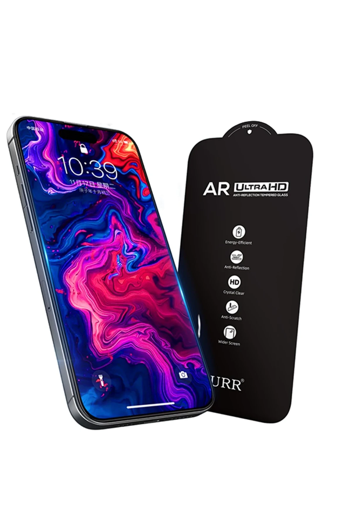 URR Apple iPhone 17 Pro Max 3D Anti Reflection AR Ultra HD Cam Ekran Koruyucu - Şeffaf