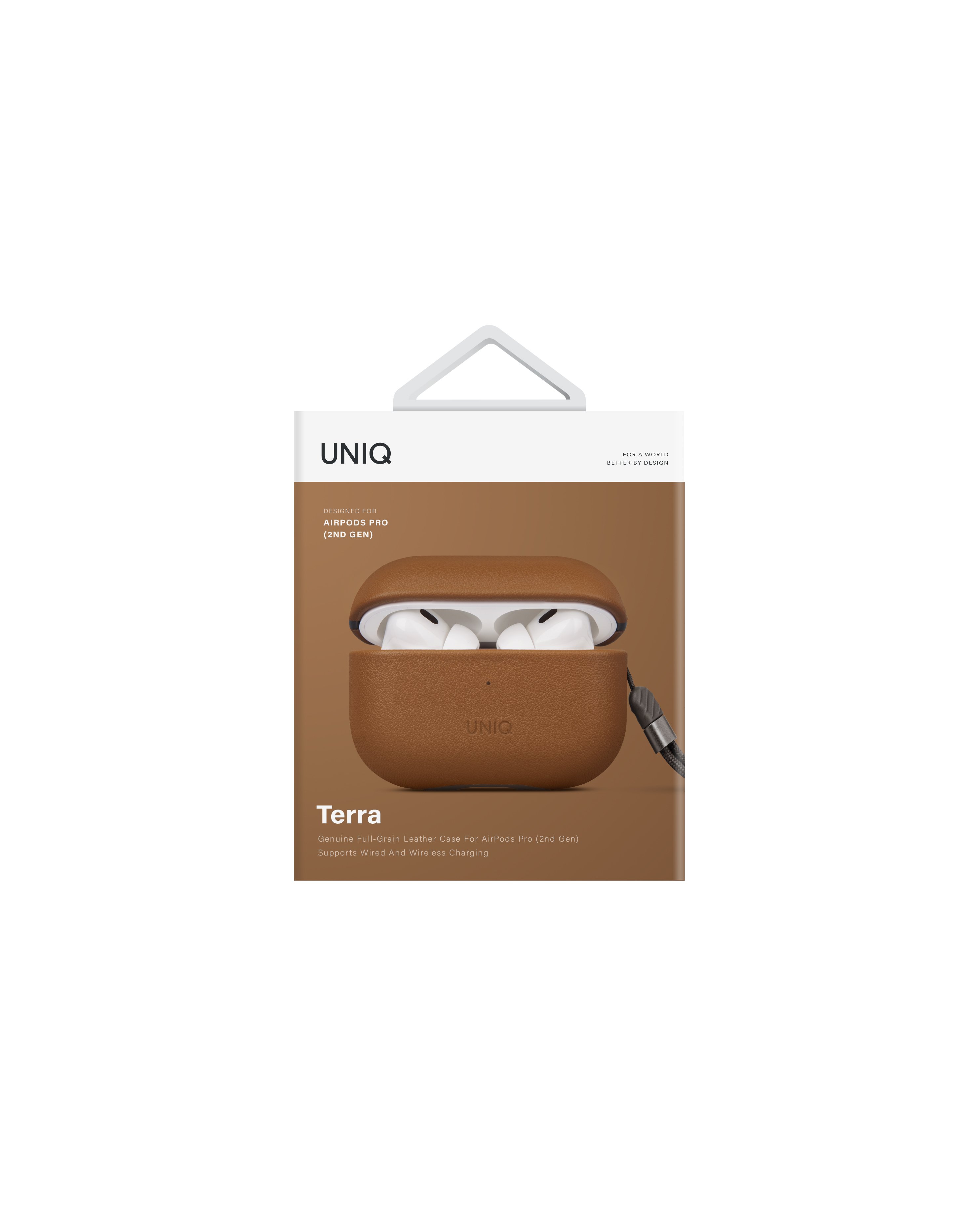 Uniq Airpods Pro 2 (2.nesil) Terra Genuine Deri Kılıf - Kahverengi