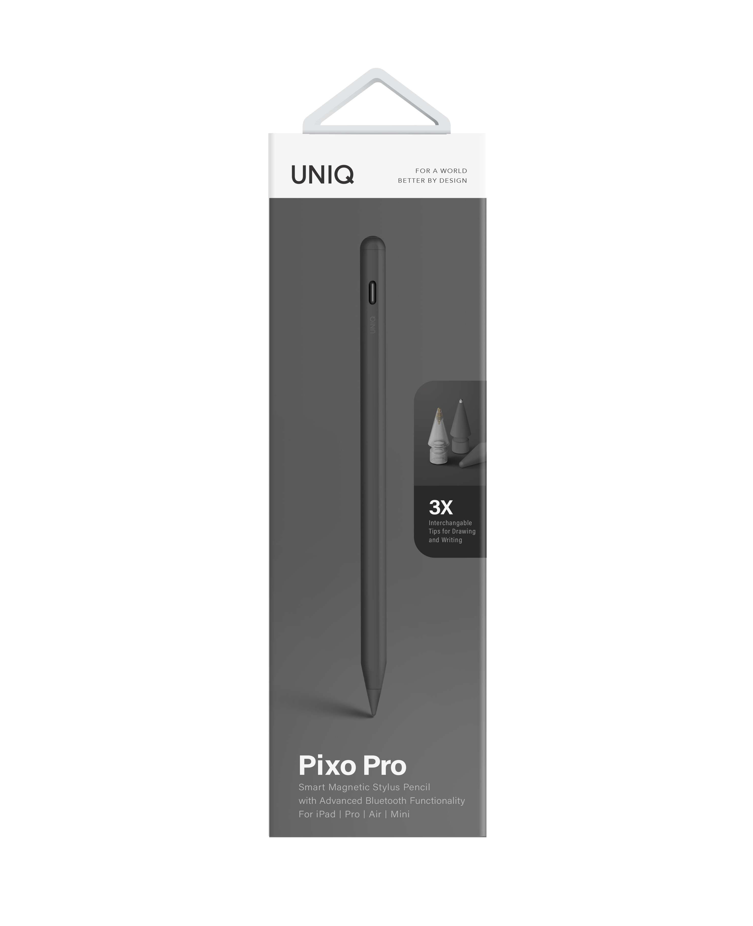 Uniq Pixo Pro iPad için Kablosuz Şarjlı Dokunmatik Kalem - Gri