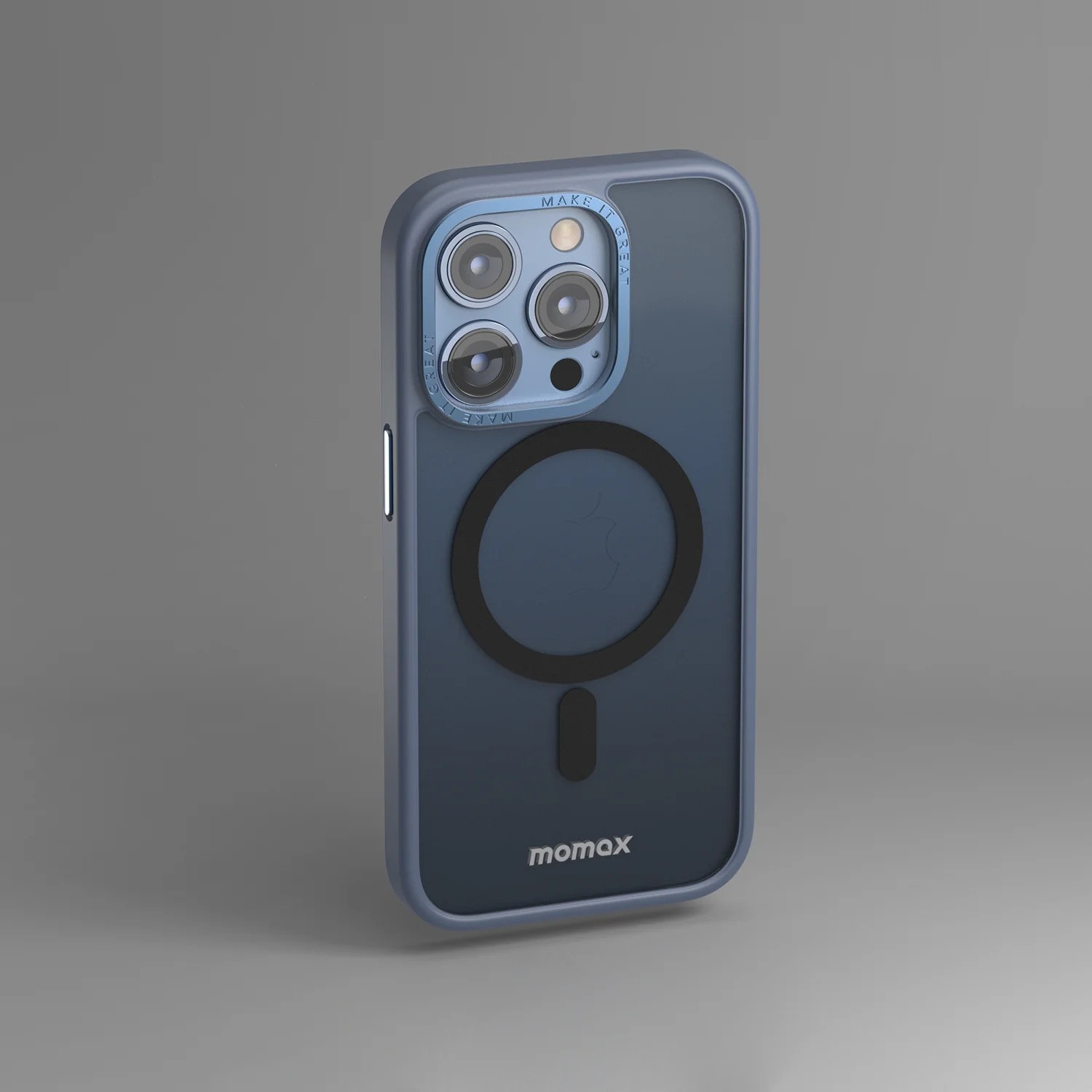 Momax Apple iPhone 14 Pro Uyumlu Magsafe Şarj Özellikli Shock Hybrid Kılıf – Mavi