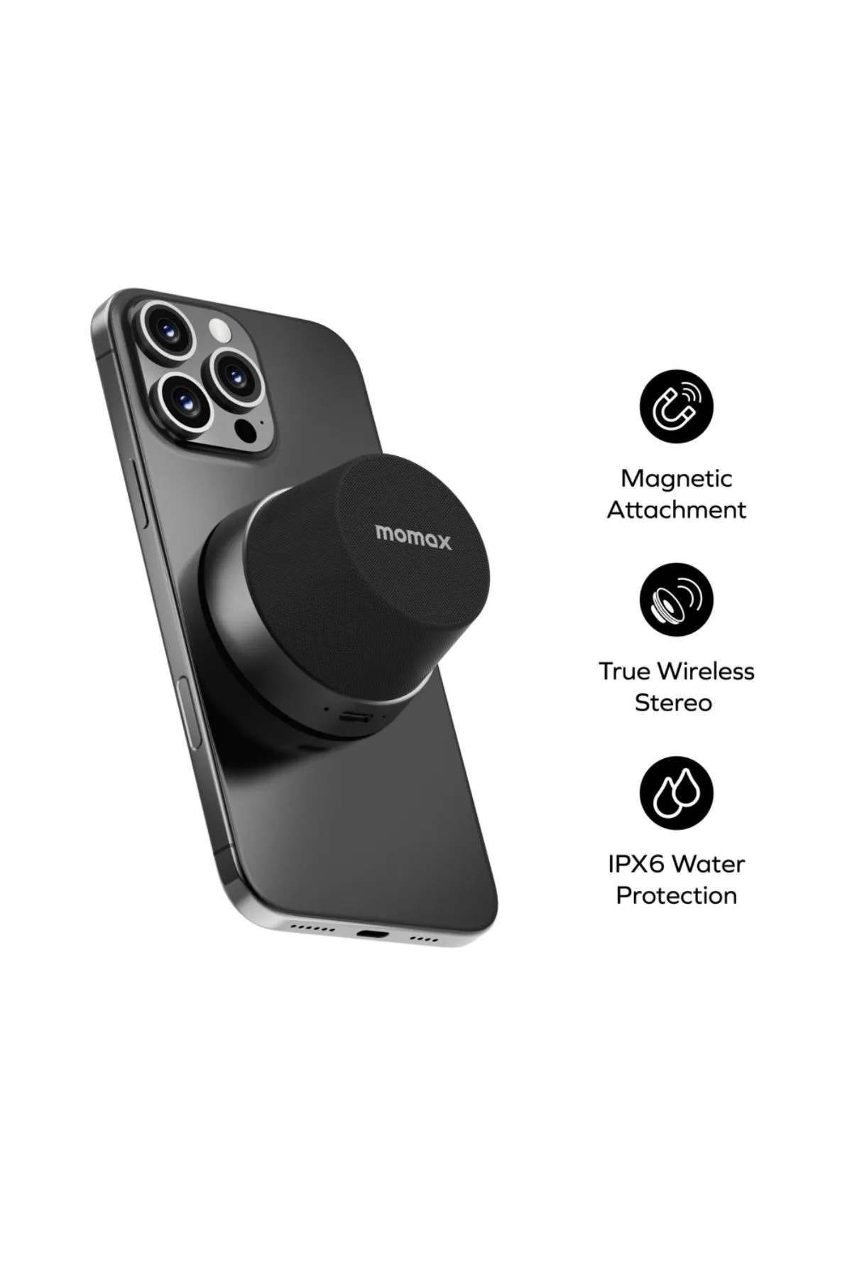 MOMAX BS6HKD  1-Vibe Go Magnetic Wireless speaker (Black)