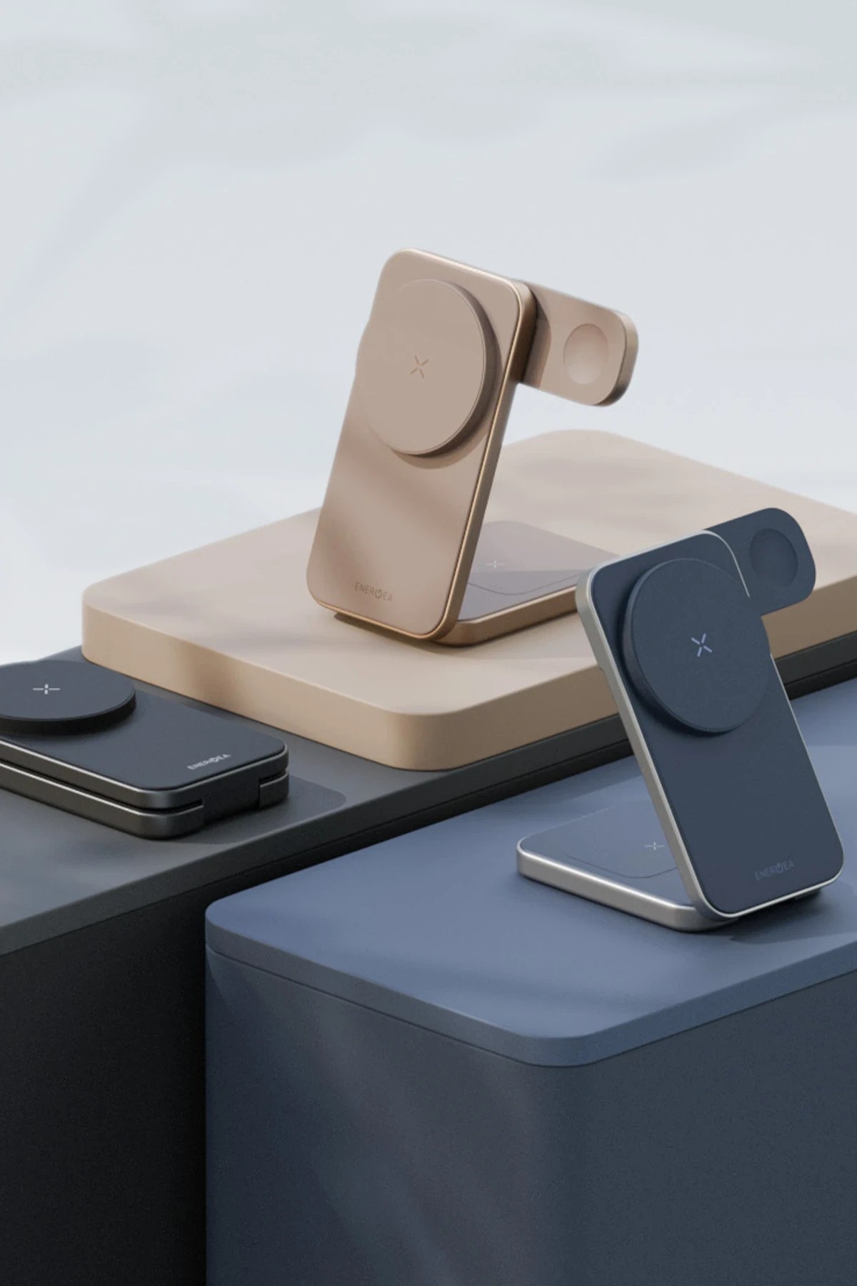Energea MagTrio Plus 3in1 Katlanabilir 15W Telefon Saat Airpods Masaüstü Hızlı Şarj Standı - Gold