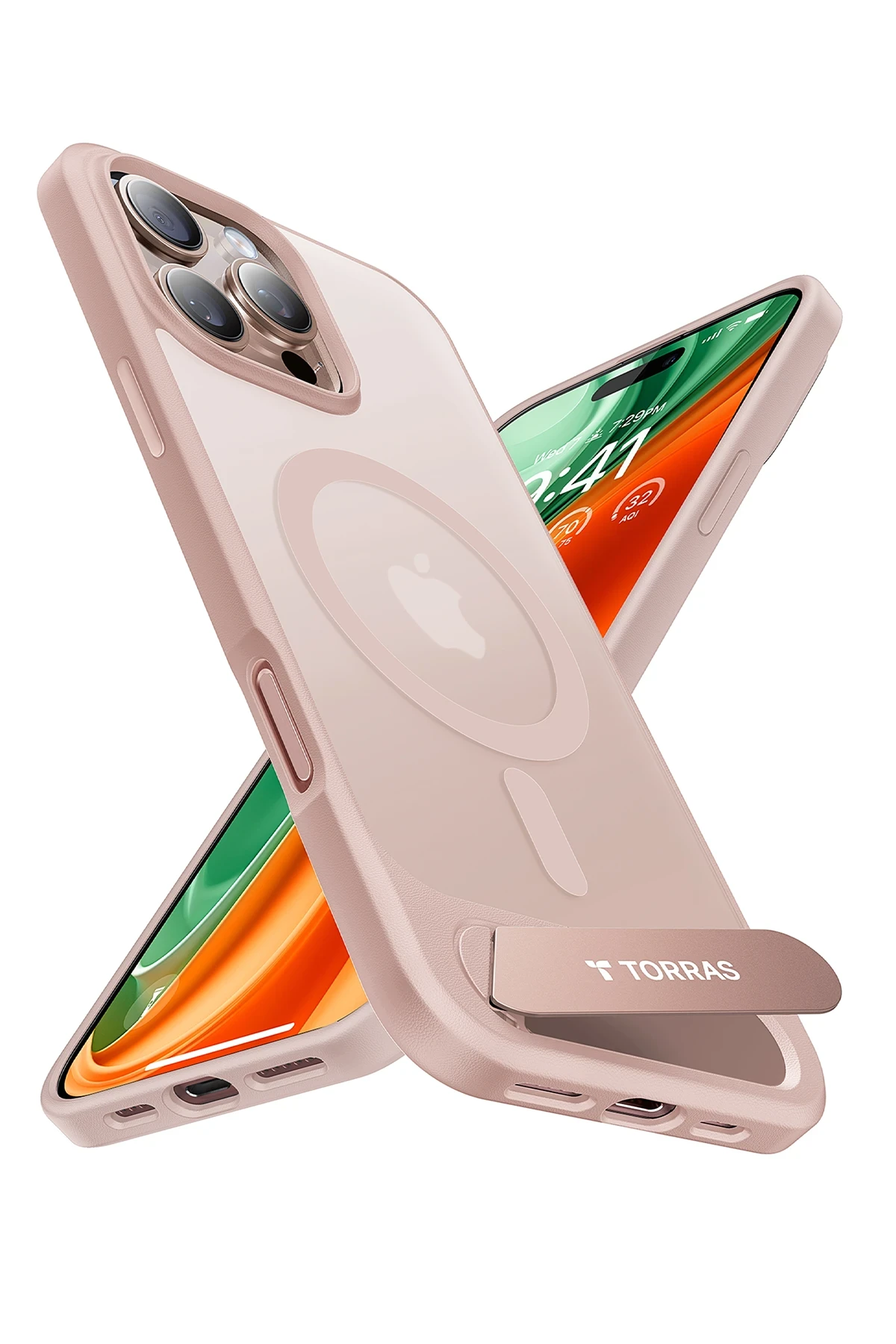 Torras Apple iPhone 16 Pro P Stand Serisi Magsafe Kılıf - Çöl Titanyum