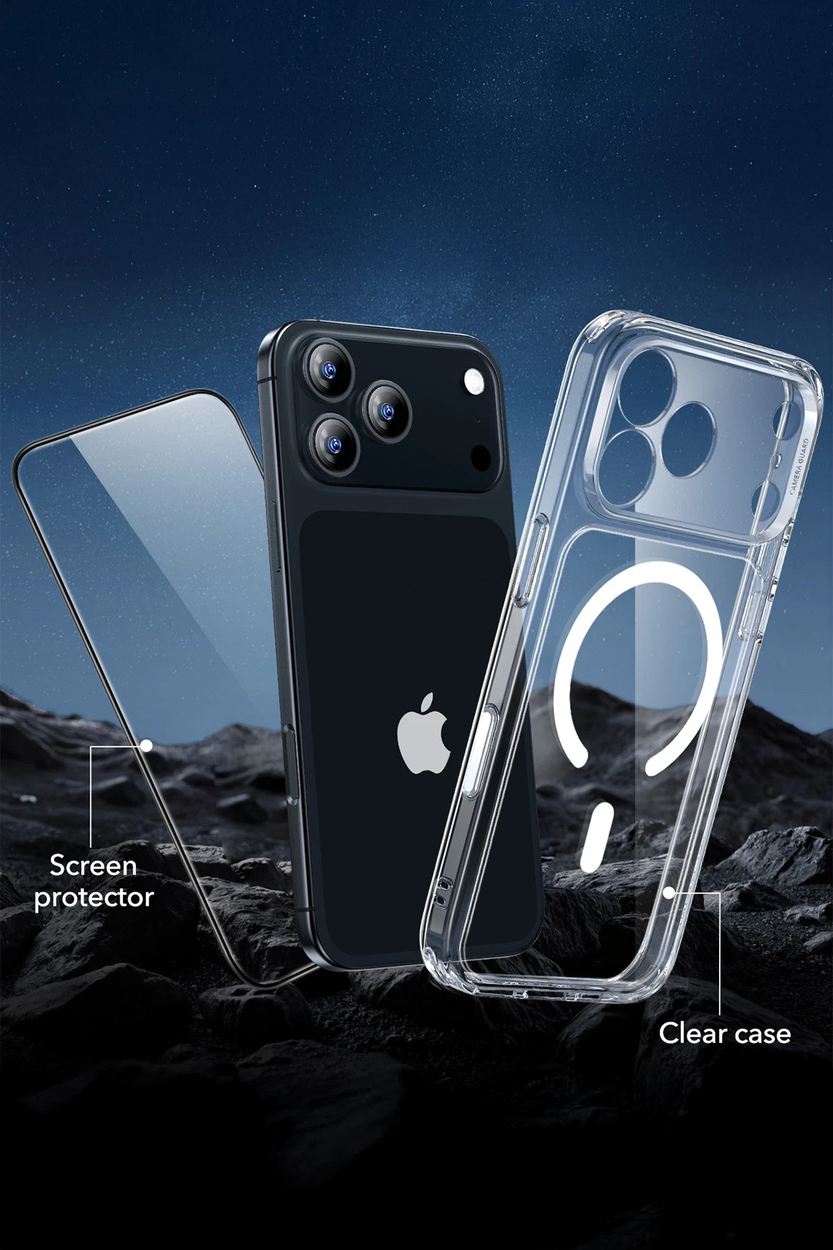 ESR Apple iPhone 17 Air Classic Hybrid Magsafe Kapak + Cam Hediyeli Set - Şeffaf