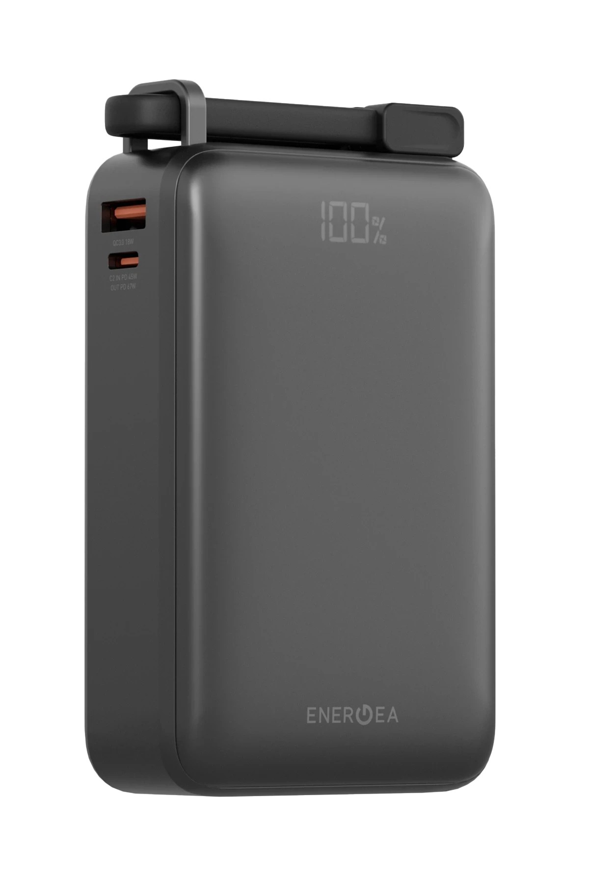 Energea ComPac Ultra67 20.000 mAh 2 Adet 67W Type-C ve 18W USB Çıkışlı Ekstra 100W Kablolu PD Hızlı Şarj Powerbank - Koyu Gri