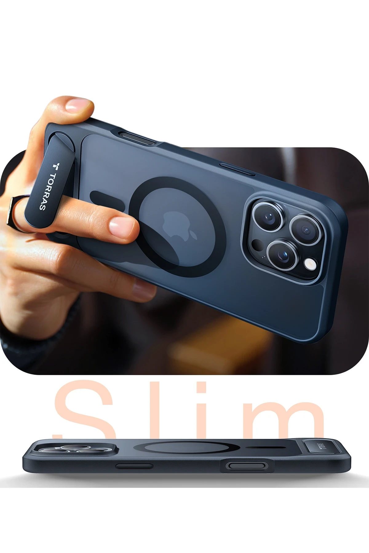 Torras Apple iPhone 16 Pro P Stand Serisi Magsafe Kılıf - Siyah