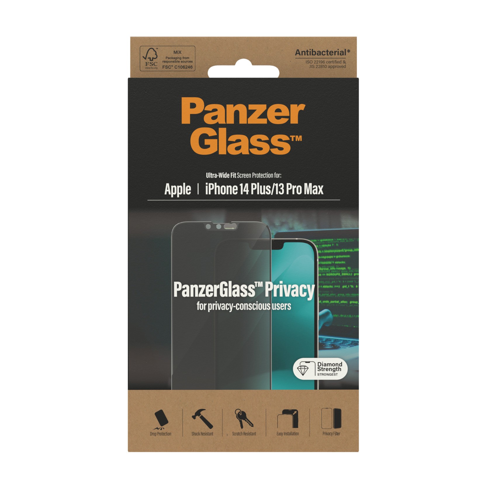 Panzerglass ™ Apple iPhone 13 Pro Max UWF Privacy Ghost Antibacterial Screen Protector