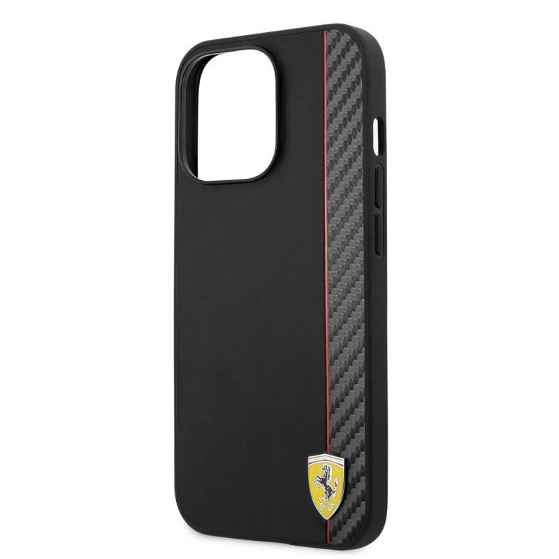 FERRARİ HC MAGSAFE BIMATERIAL STRIPE PU & PU CARBON BLACK iPhone 14 PRO MAX FEHMP14XAXBK