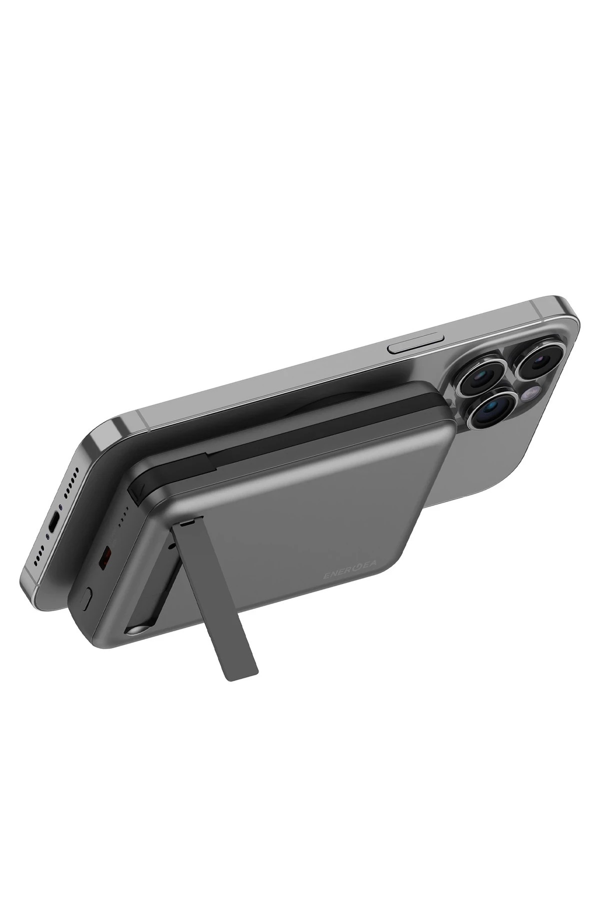Energea MagPac Pro Plus 10.000 mAh 1 Adet 20W Type-C 1 Adet 20W Type-C Kablo ve 15W Kablosuz Şarj Çıkışlı PD Hızlı Şarj Magsafe Powerbank - Koyu Gri