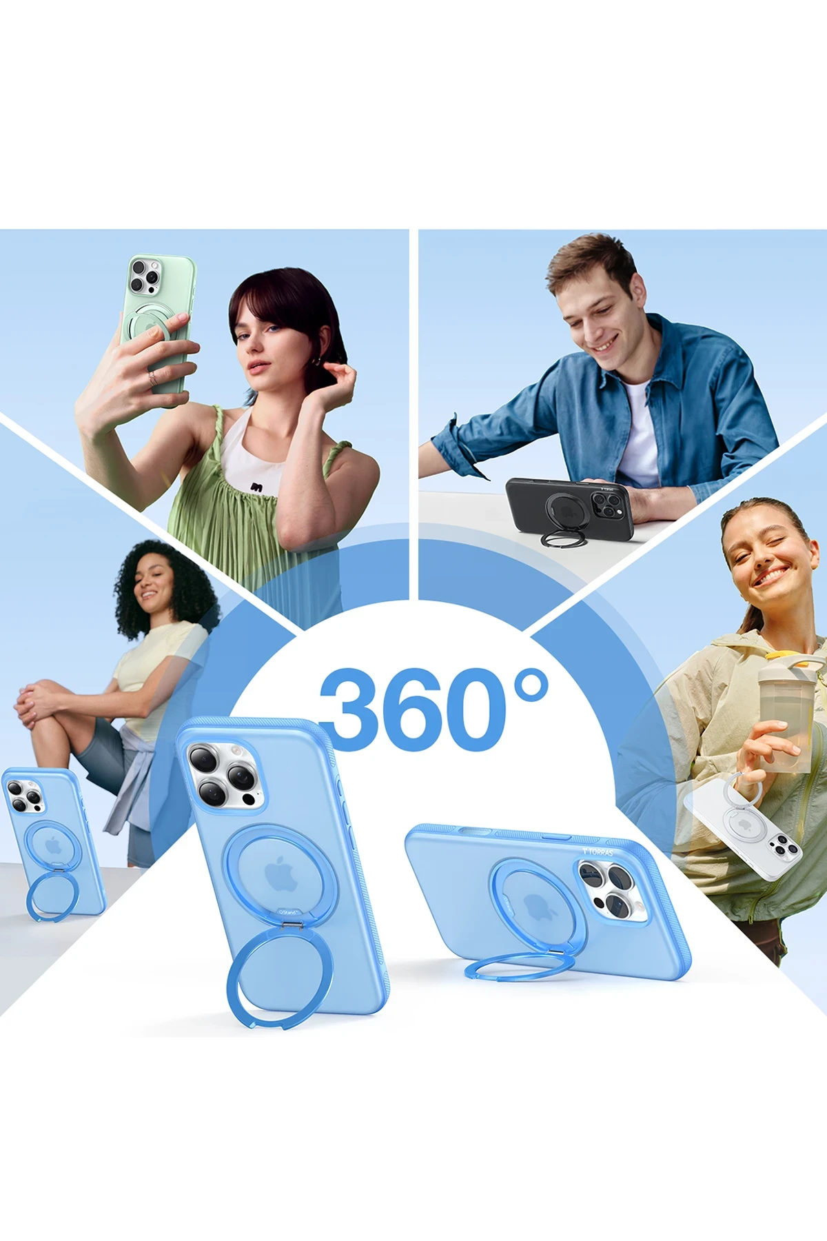 Torras Apple iPhone 16 Pro Max O Stand R Fitness Serisi Magsafe Kılıf - Açık Mavi