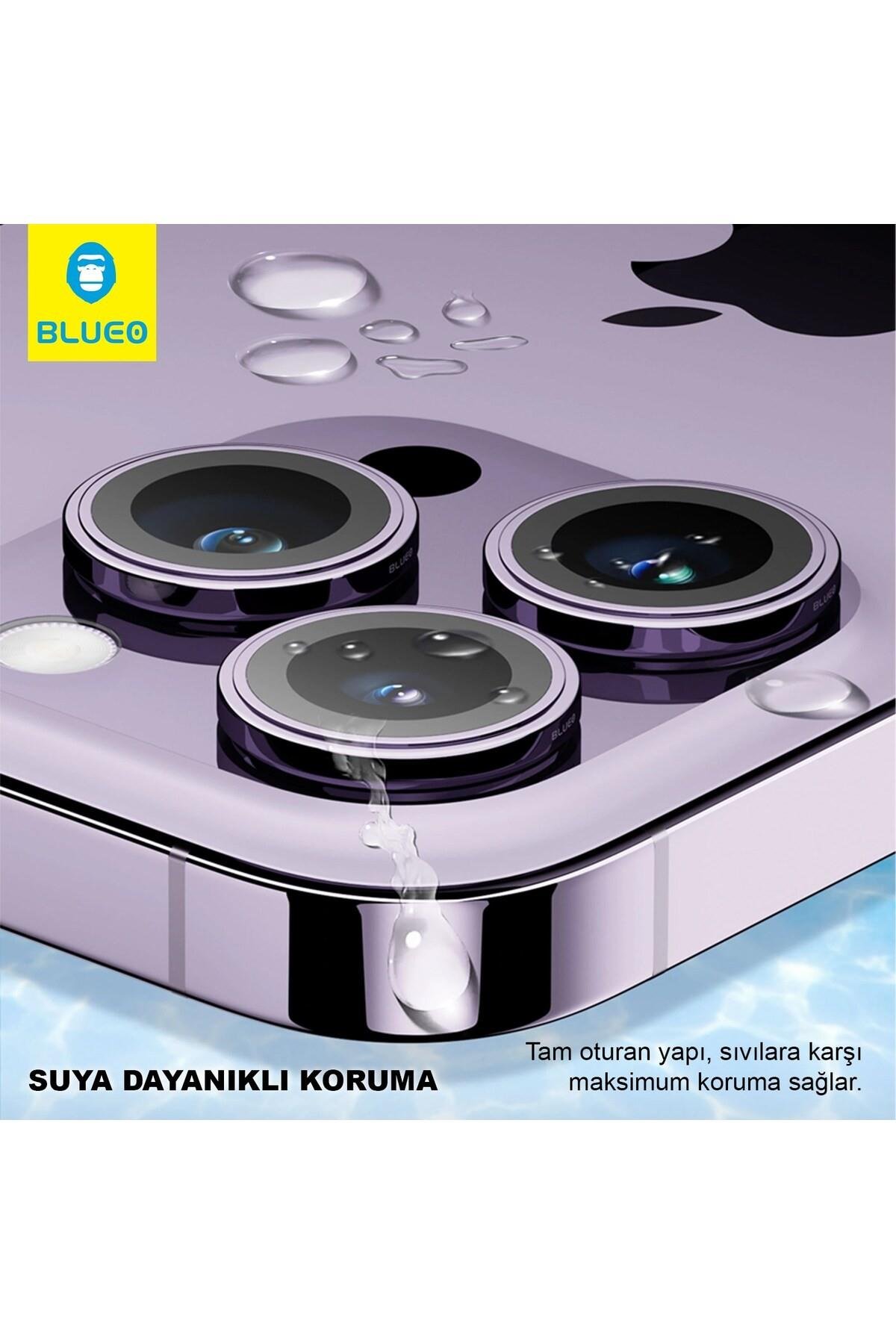 Blueo 99.99 Gerçek Sapphire Titanium iPhone 17 Pro Max Lens Koruyucu Turuncu