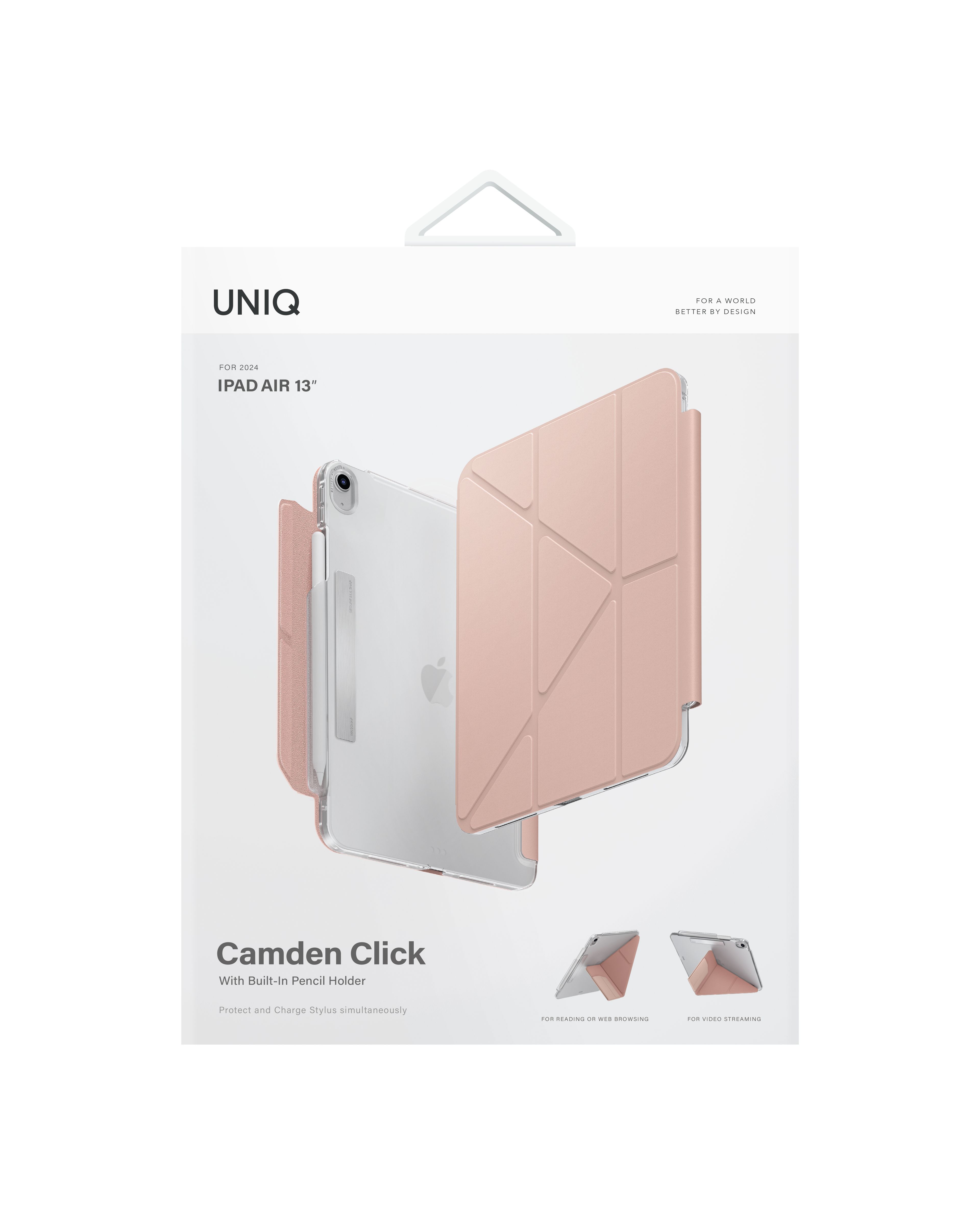 Uniq iPad Air 13 (2024) Camden Katlanabilir Tablet Kapak - Pembe