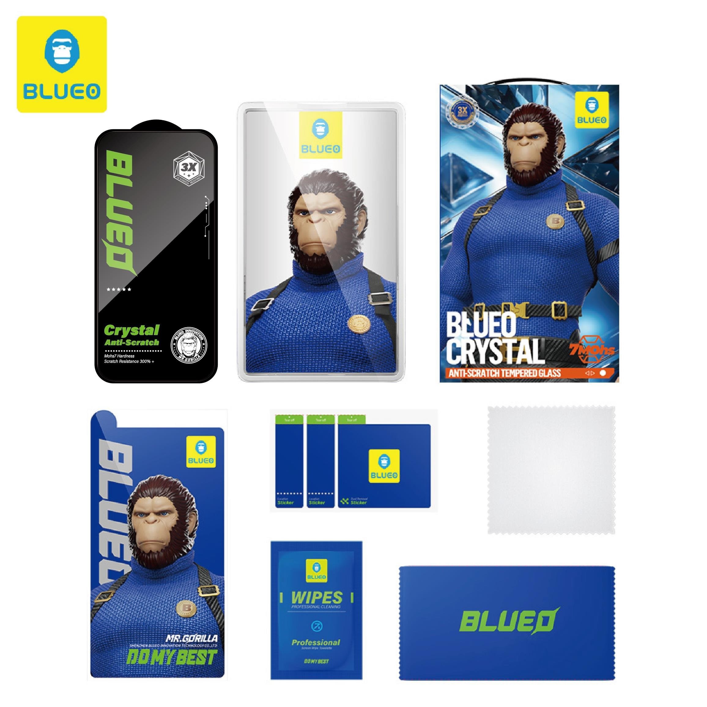 Blueo Crystal Anti-Stratch iPhone 17/ 17 Pro Uyumlu 7 MOhs Sertlik 3 Kat Çizilmeye Dayanıklı HD Cam Ekran Koruyucu