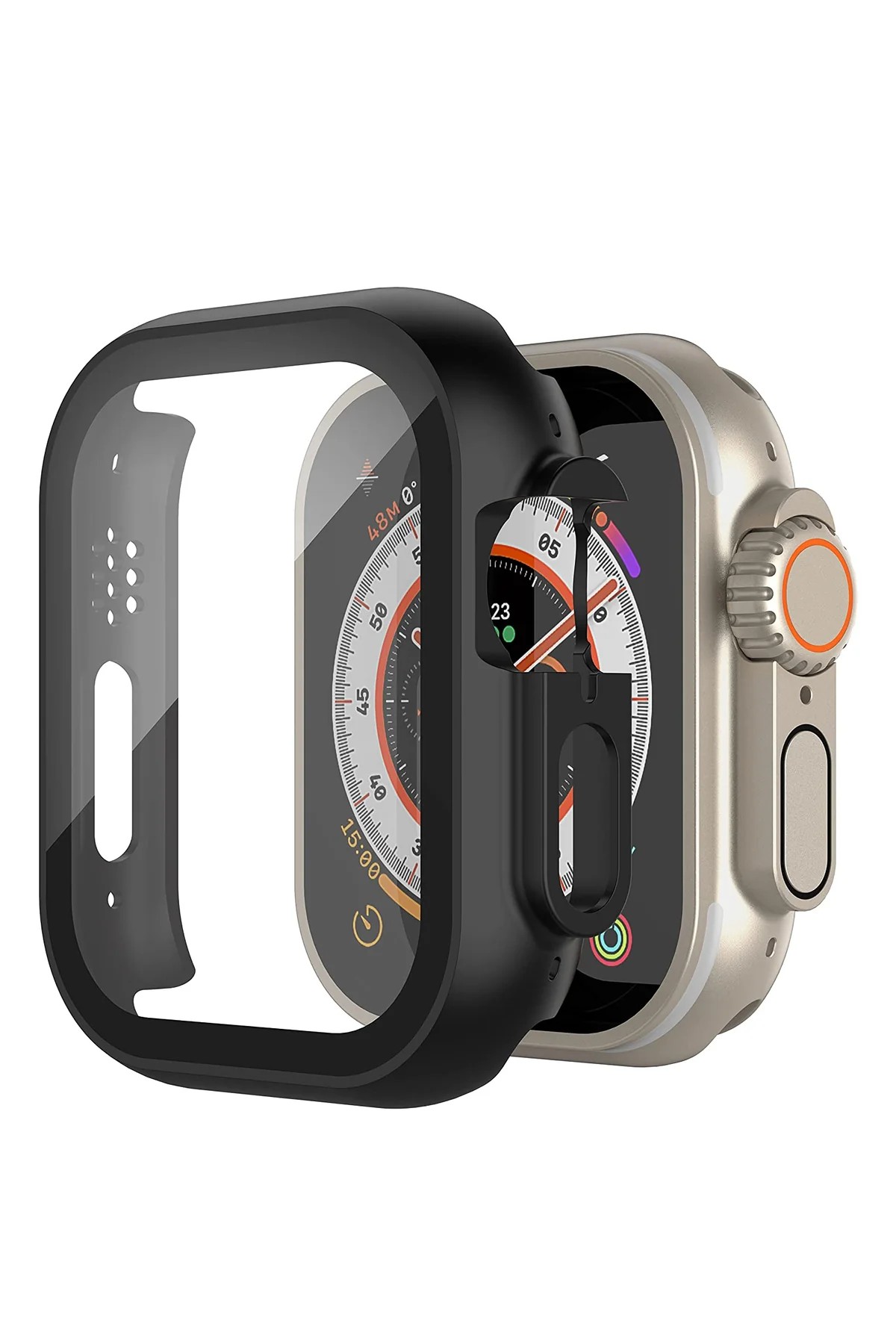 KEEPHONE Apple Watch 49 mm Defense Camlı Kasa Black