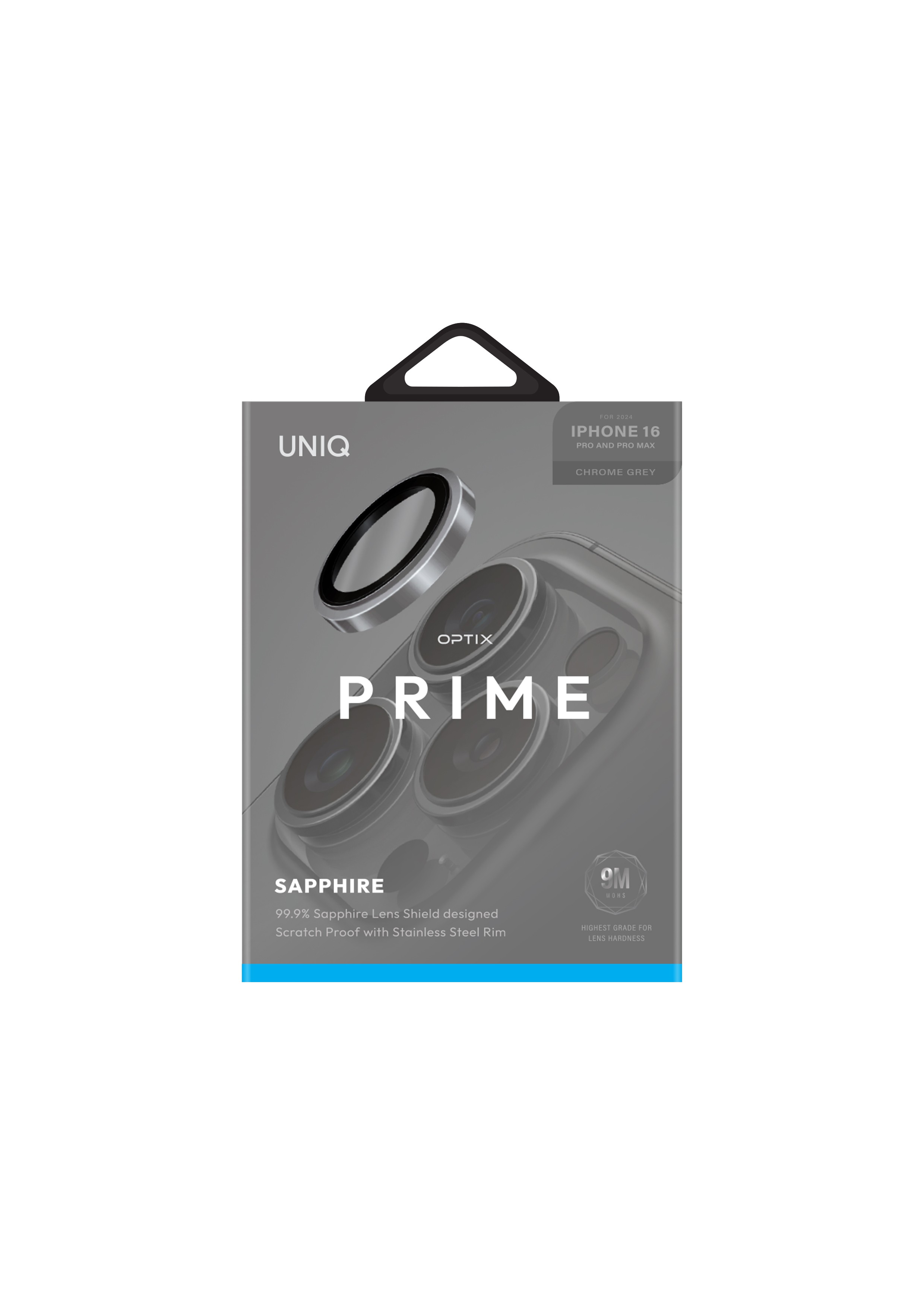 Unıq Optik Çelik Çerçeveli Kamera Koruyucu Lens 16 Pro Max - Chrome Grey