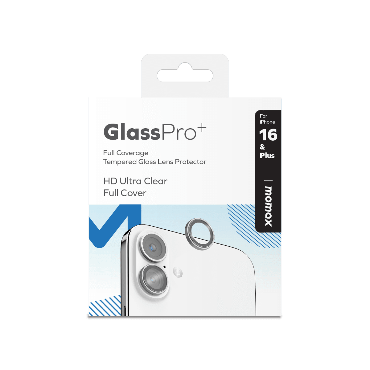 GlassPro+ Full Coverage Tempered Glass Lens Protector iPhone 16 / iPhone 16 Plus (Black)