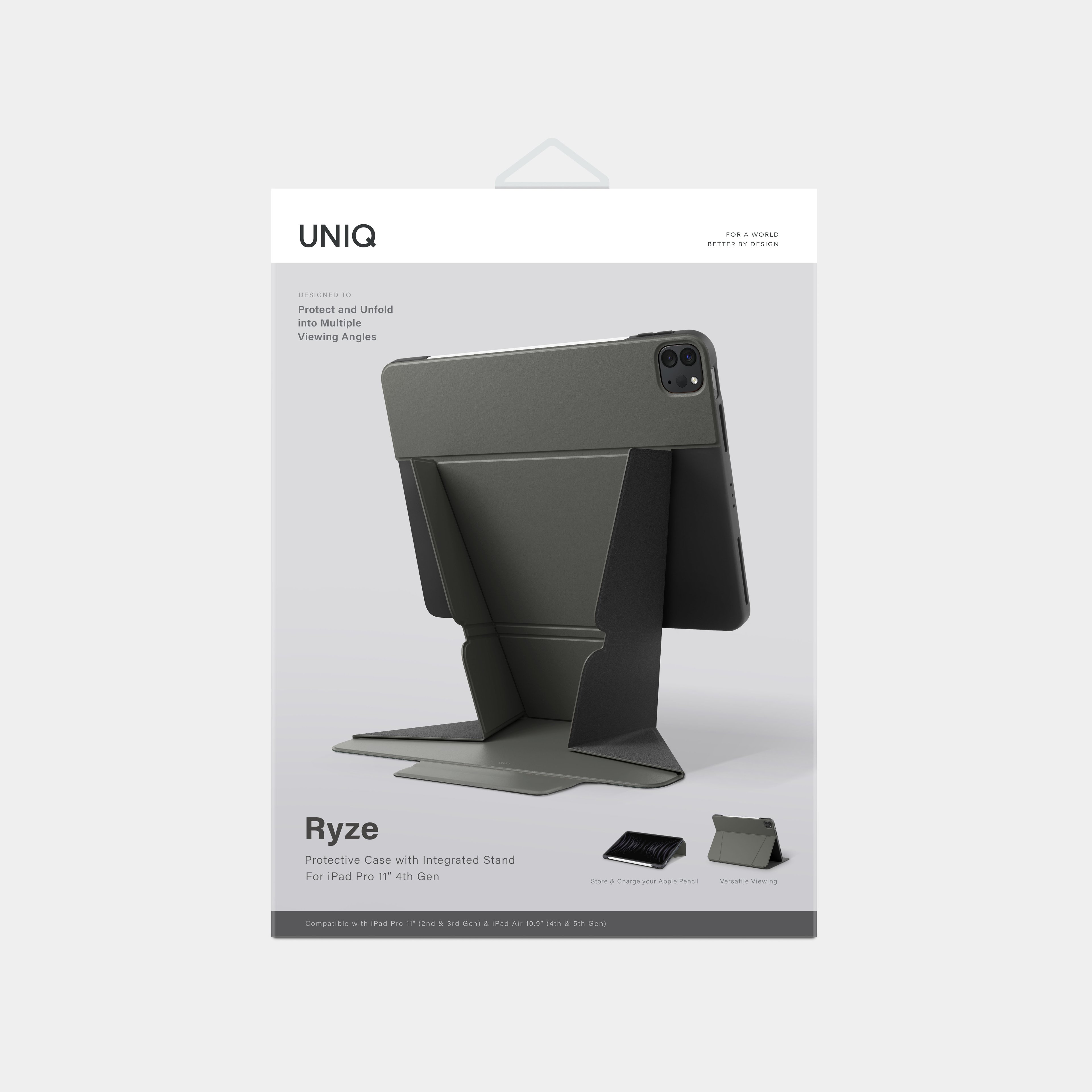 Uniq iPad Air 13 (2024) Ryze Standlı Katlanabilir Tablet Kapak - Yeşil