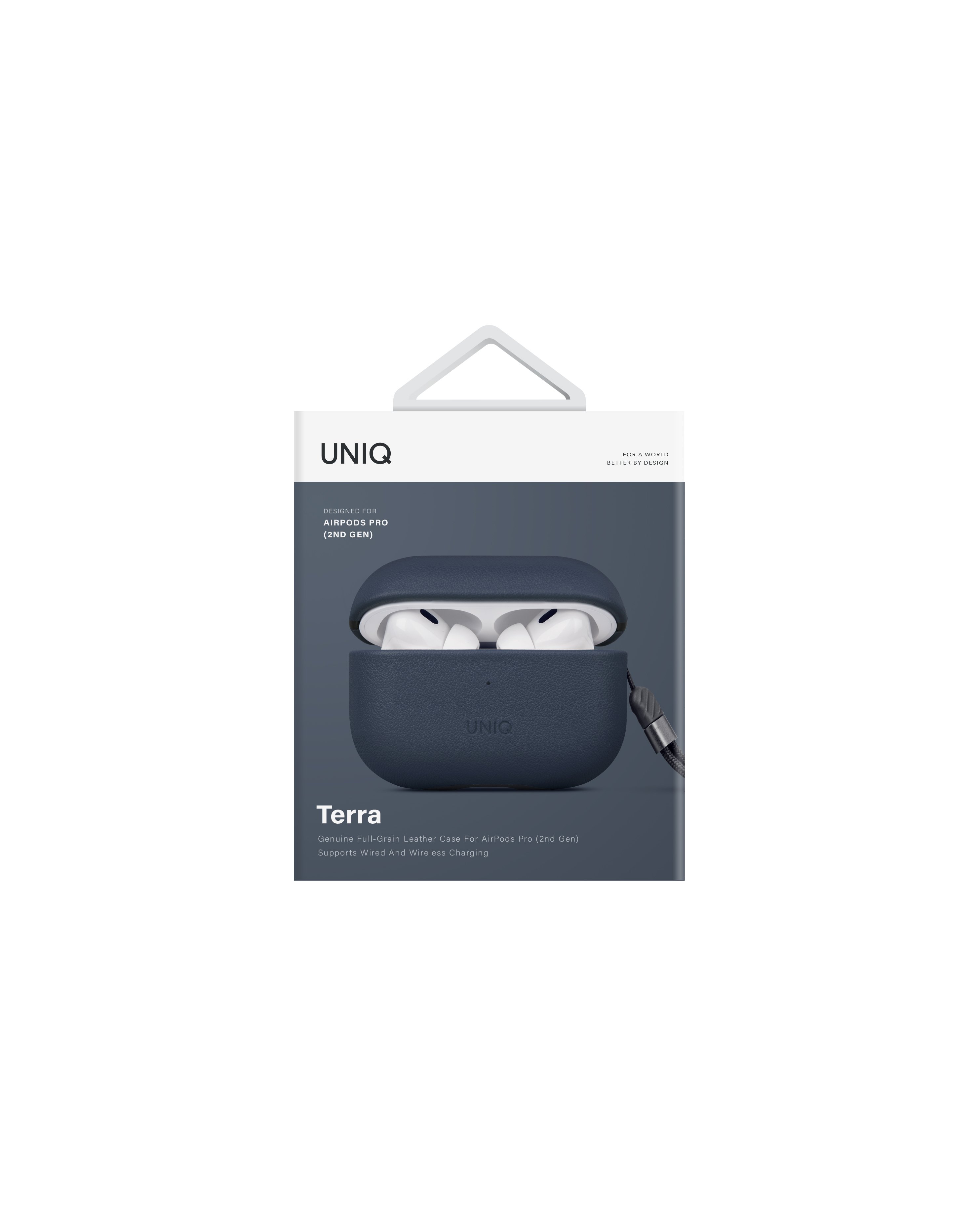 Uniq Airpods Pro 2 (2.nesil) Terra Genuine Deri Kılıf - Lacivert