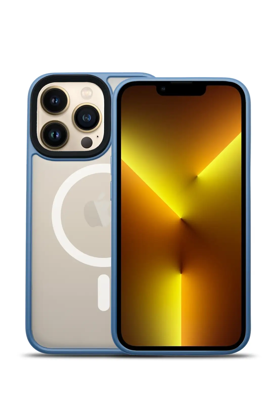 G-NEXT Apple iPhone 13 Pro Uyumlu Magsafe Şarj Özellikli BOLD Anti-Shock Kılıf Tether Mavi