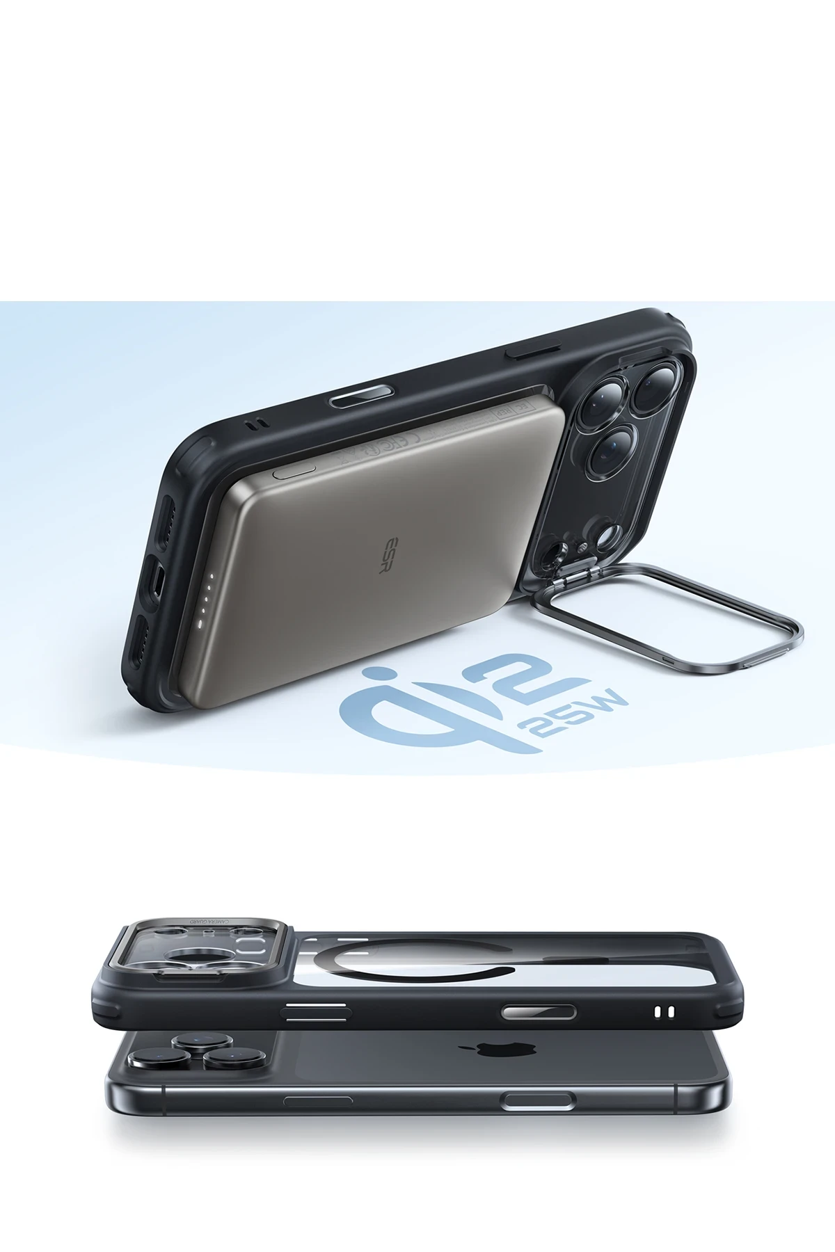 ESR Apple iPhone 17 Air Classic Hybrid Magsafe Standlı Kapak - Siyah