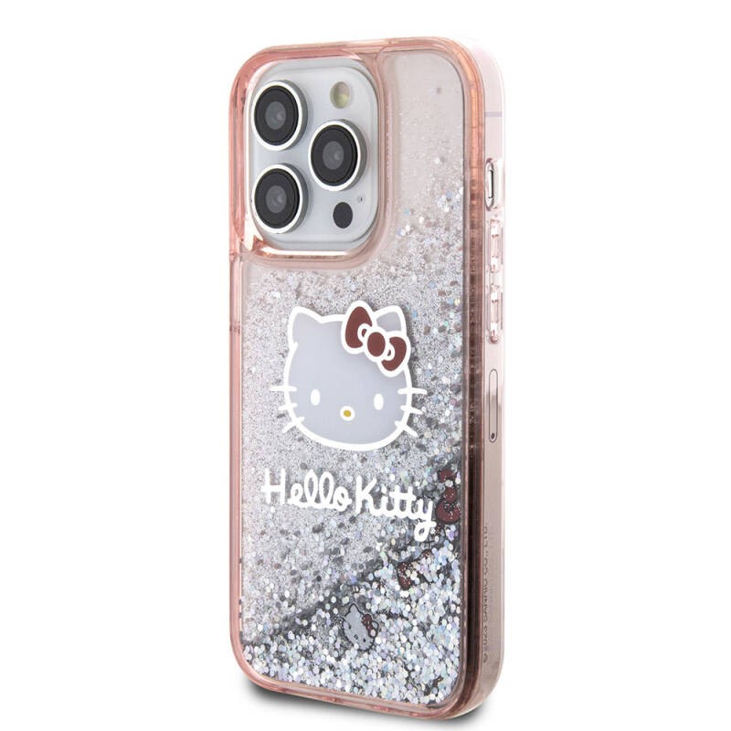 HELLO KITTY HC LIQUID GLITTER CHARMS KITTY HEAD PINK iPhone 15 PRO MAX HKHCP15XLIKHEP