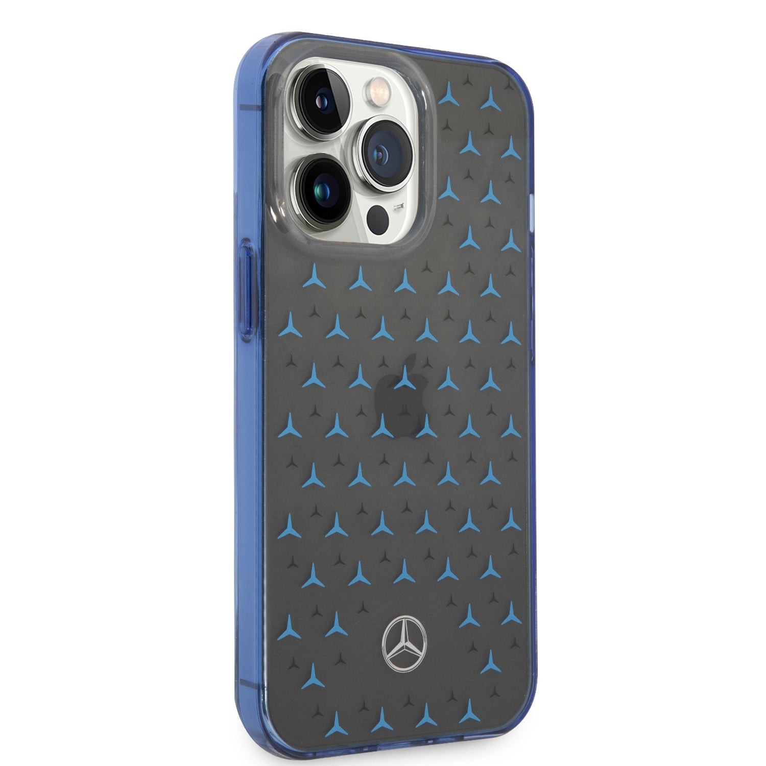 Mercedes-Benz Apple iPhone 14 Pro Uyumlu PC/TPU Transparan Yıldız Desenli Silikon Kılıf MEHCP14L8DPMGL - Mavi