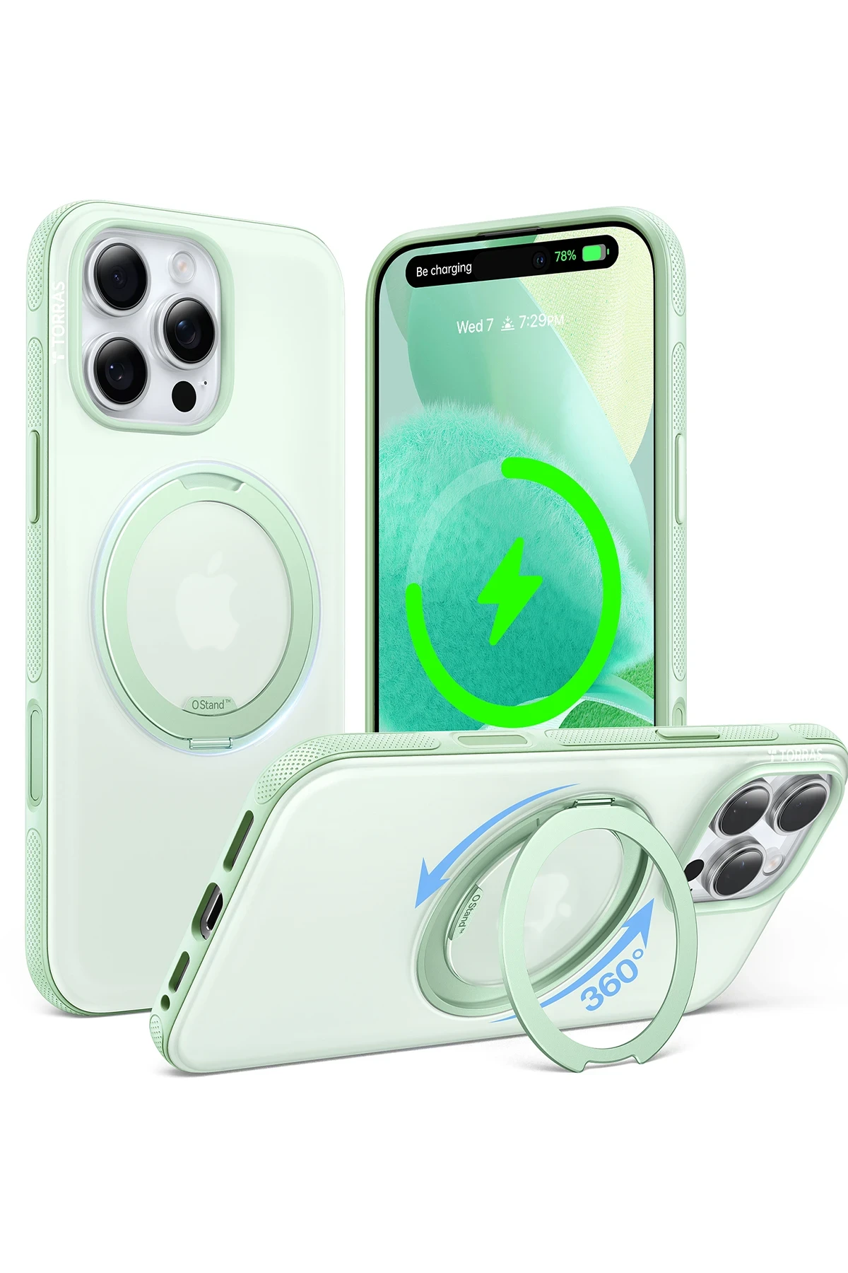 Torras Apple iPhone 16 Pro Max O Stand R Fitness Serisi Magsafe Kılıf - Açık Yeşil