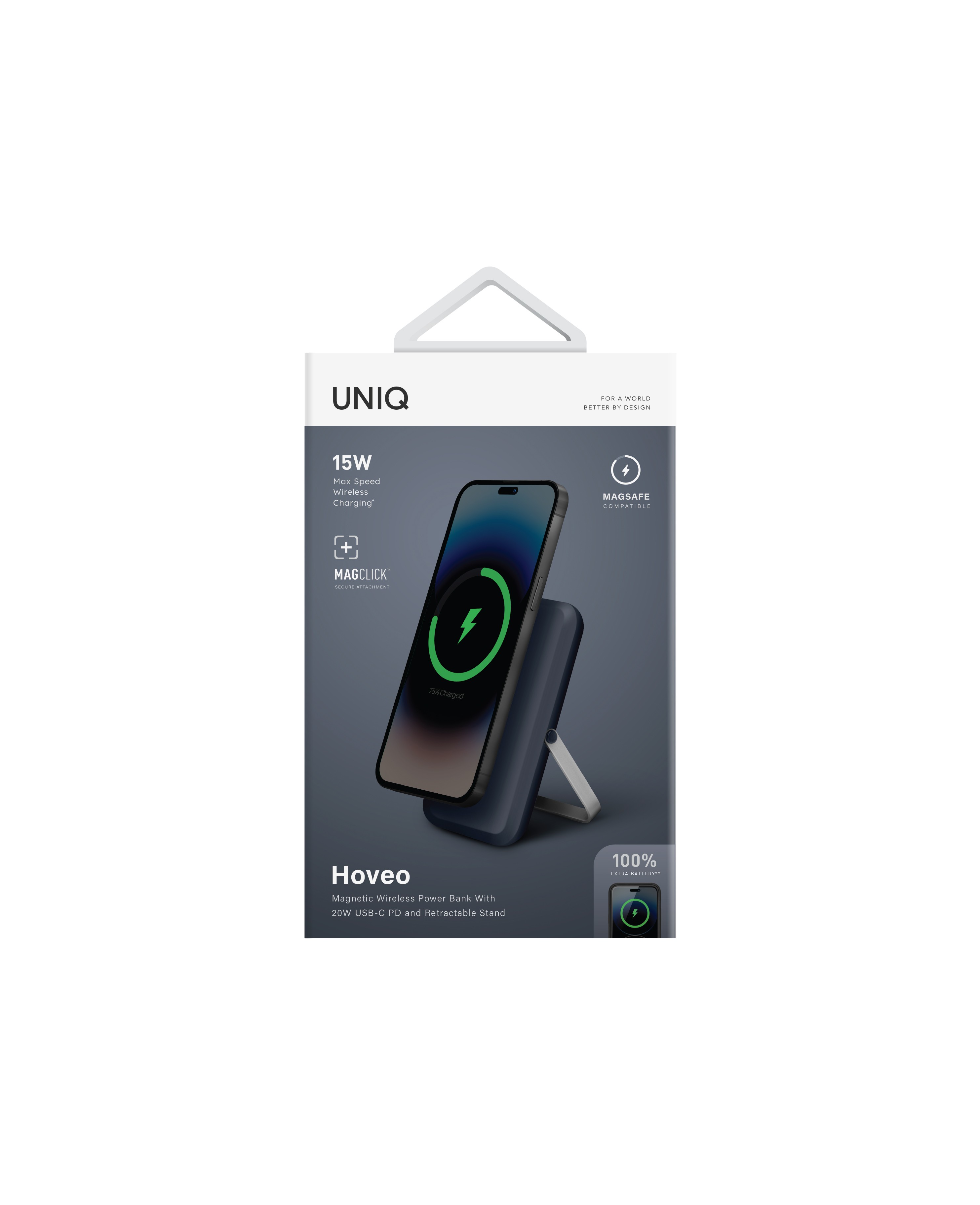 Uniq Hoveo 5.000mAh Manyetik PD Kablosuz Type-C Standlı Powerbank - Lacivert