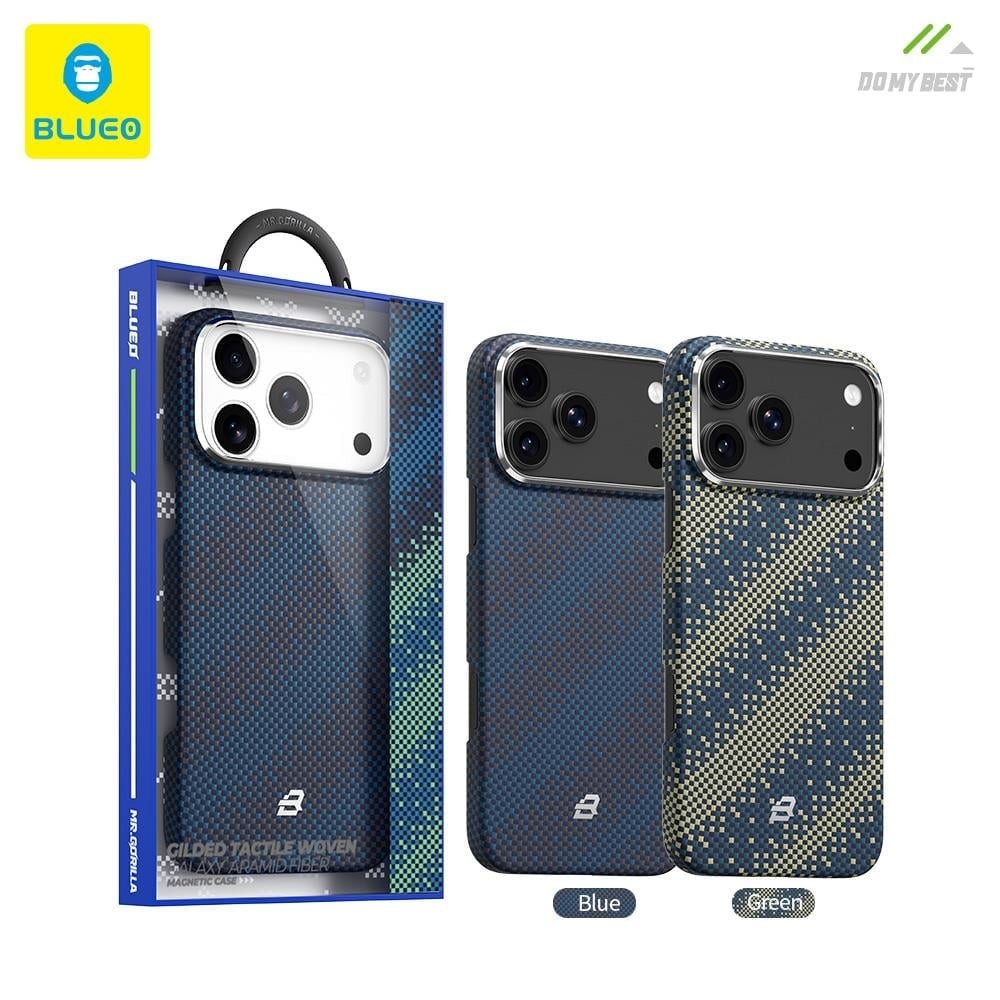Blueo Gilded Tactile Wowen iPhone 17 Pro Uyumlu MagSafe Özellikli Galaxy Aramid Fiber Green