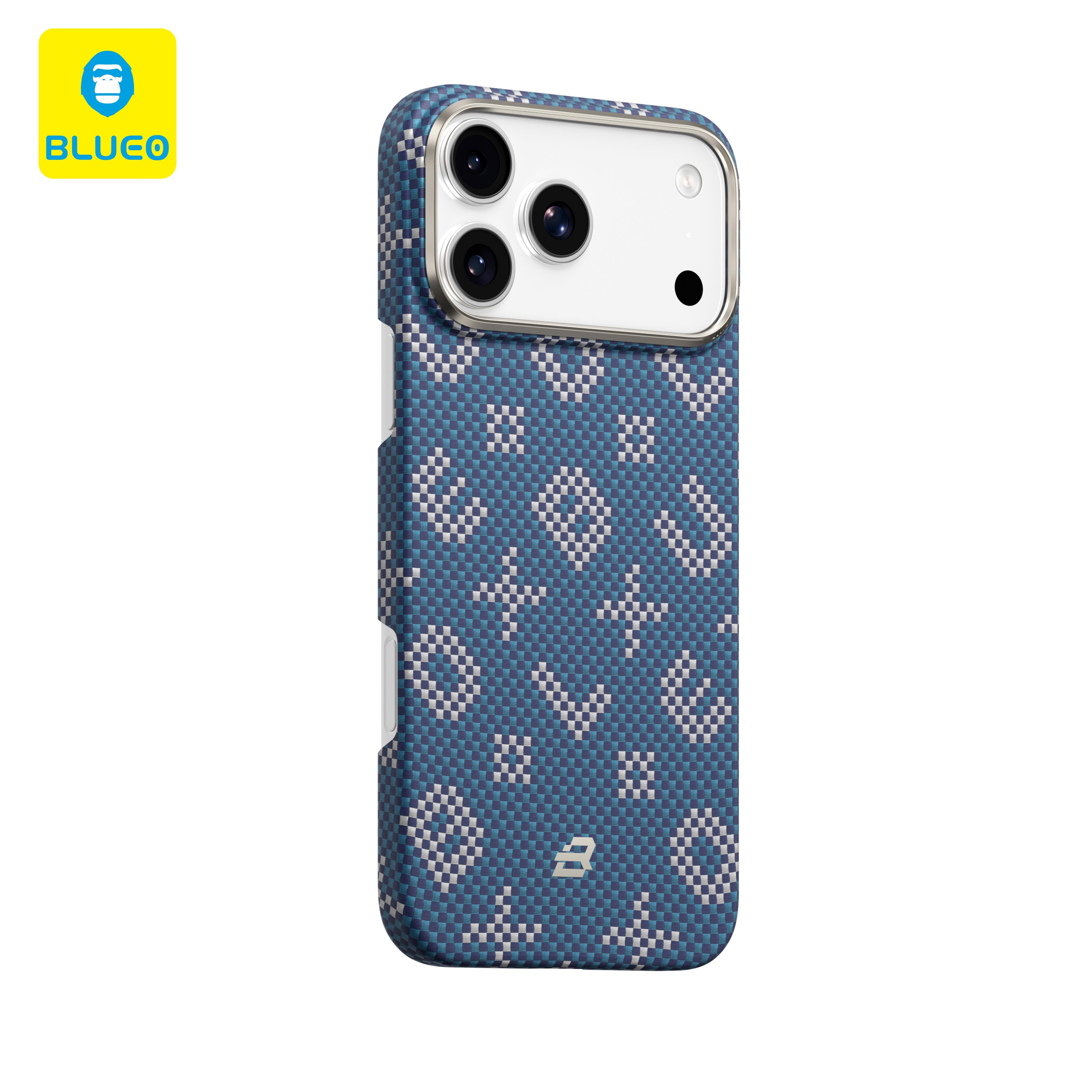 Blueo Gilded Tactile Wowen iPhone 17 Pro Uyumlu MagSafe Özellikli Galaxy Aramid Fiber Blue
