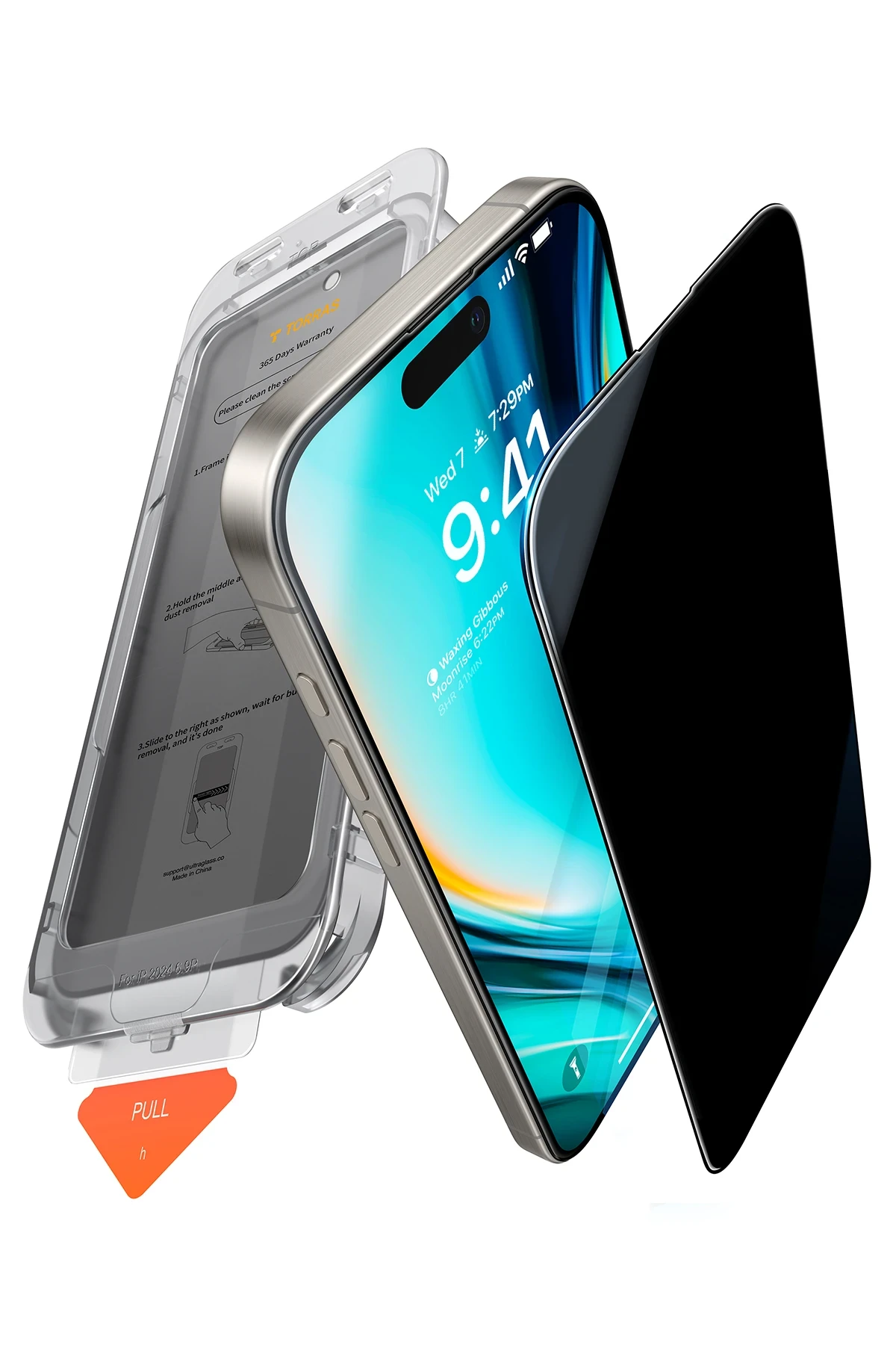 Torras Apple iPhone 16 Pro Install Master AutoKit Privacy Cam Ekran Koruyucu - Siyah