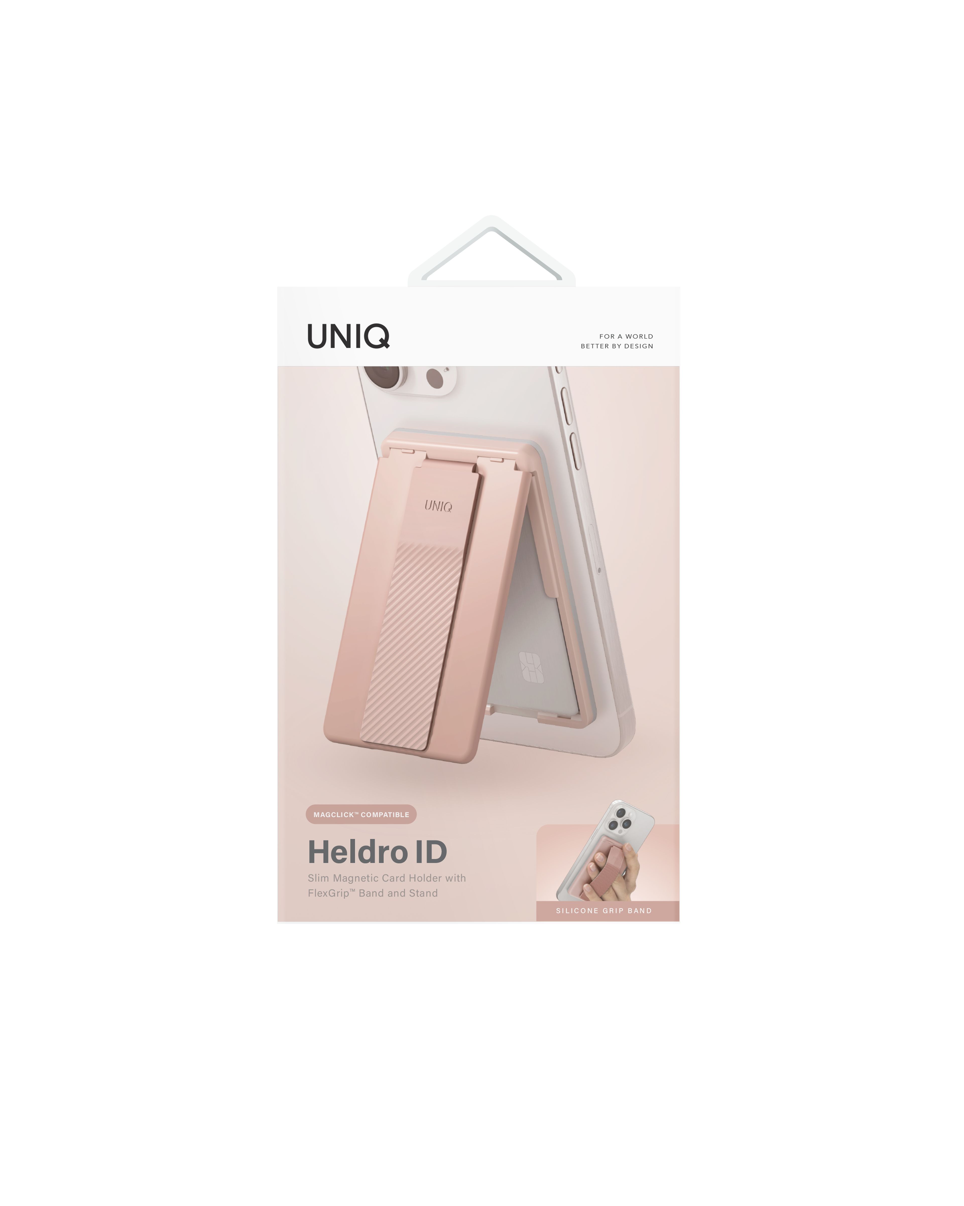 Uniq Heldro ID Manyetik Kartlıklı Kaydırmaz Stand - Pembe