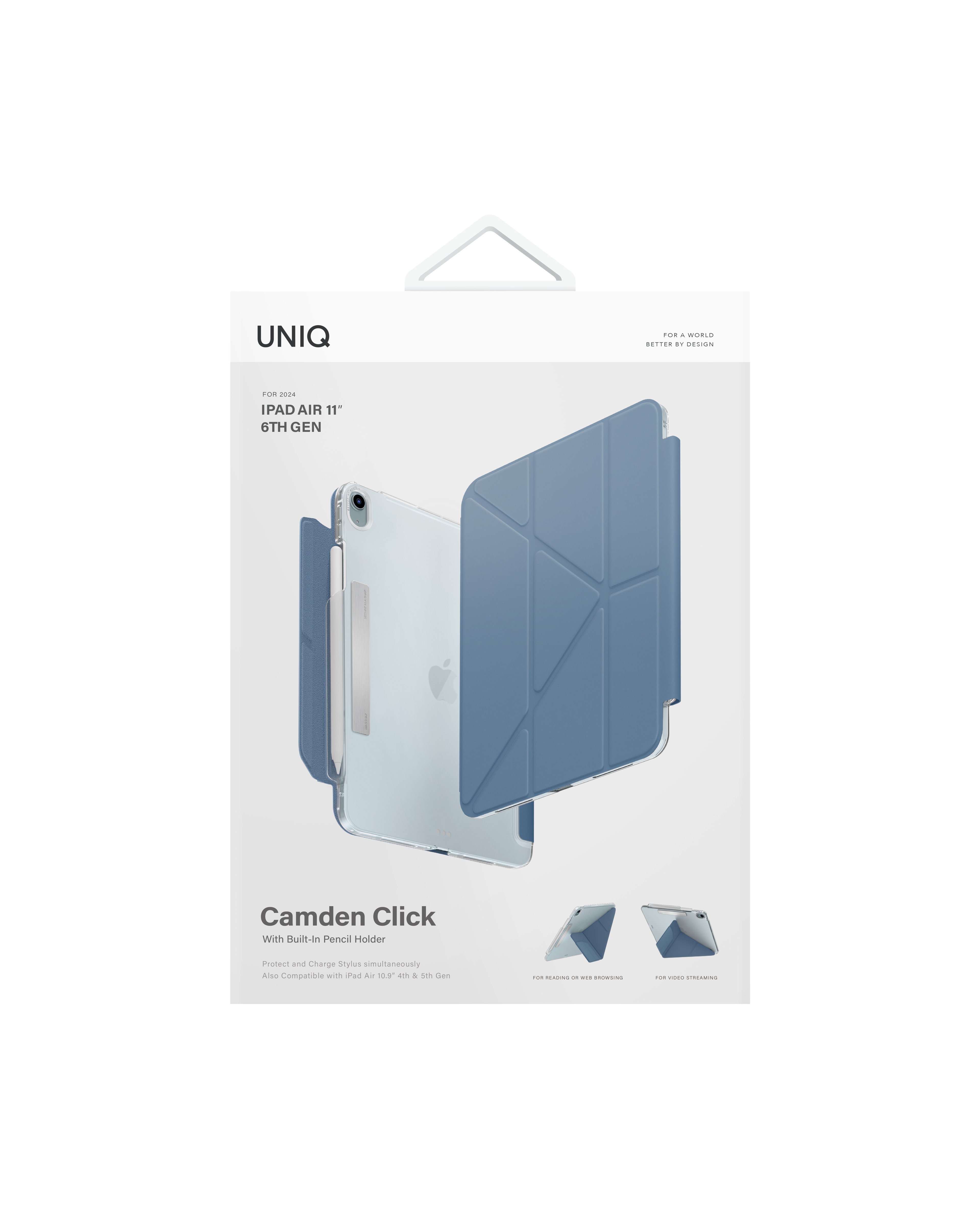 Uniq iPad Air 11 (2024) Camden Katlanabilir Tablet Kapak - Koyu Mavi