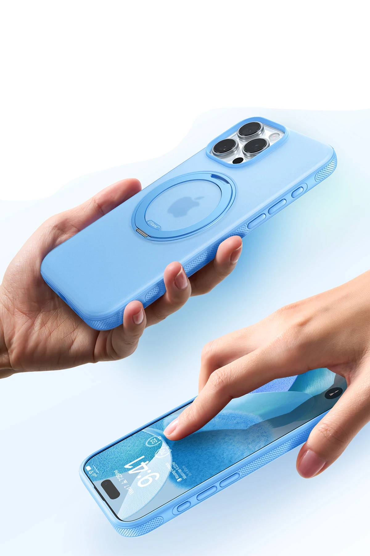 Torras Apple iPhone 16 Pro Max O Stand R Fitness Serisi Magsafe Kılıf - Açık Mavi