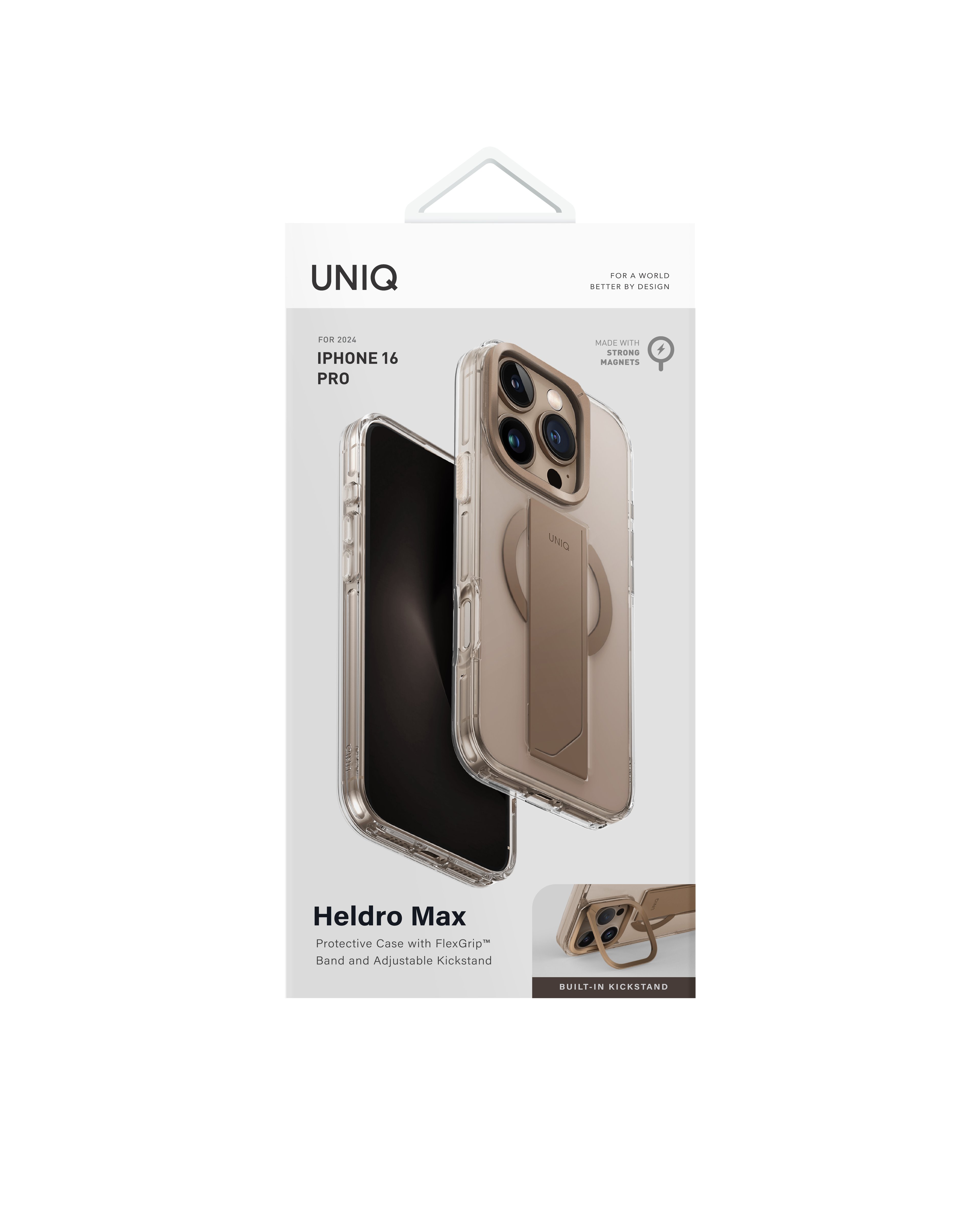 Uniq iPhone 16 Pro Heldro Max Magsafe Standlı Kapak - Gold