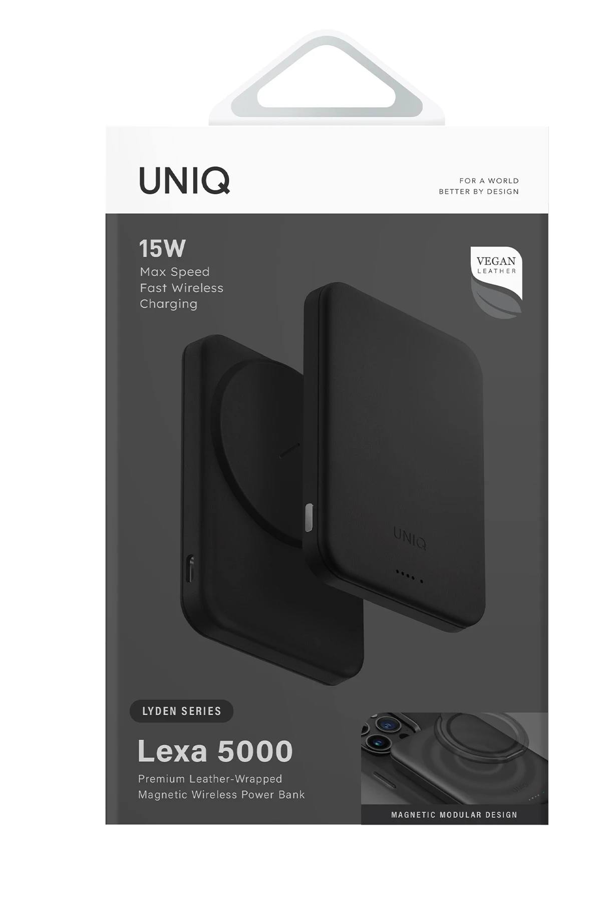 Uniq Lyden Lexa 5.000mAh Manyetik PD Kablosuz Type-C Powerbank - Siyah