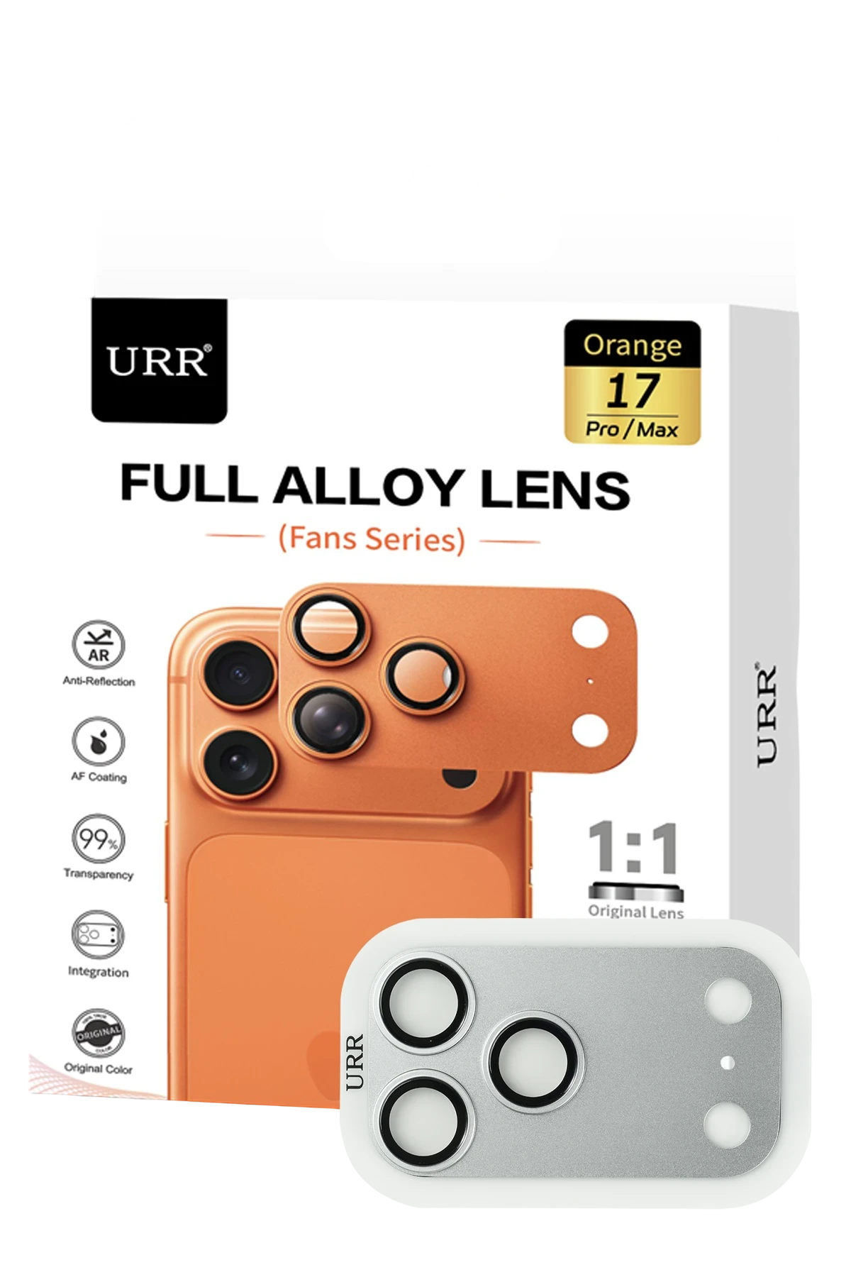 URR Apple iPhone 17 Pro Max Fans Series Full Alloy Kamera Lens Koruyucu - Gümüş