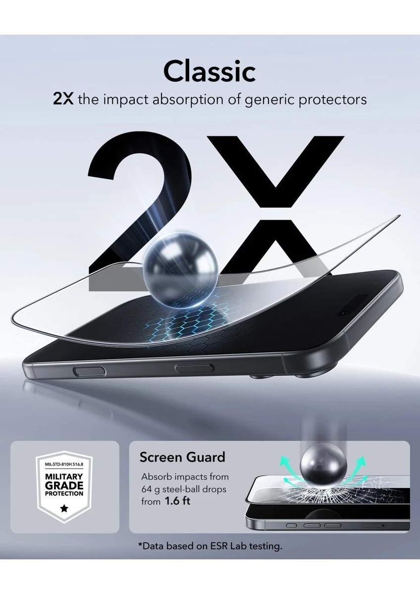ESR Apple iPhone 17 Pro UltraFit Armorite 2 Adet Cam Ekran Koruyucu - Siyah